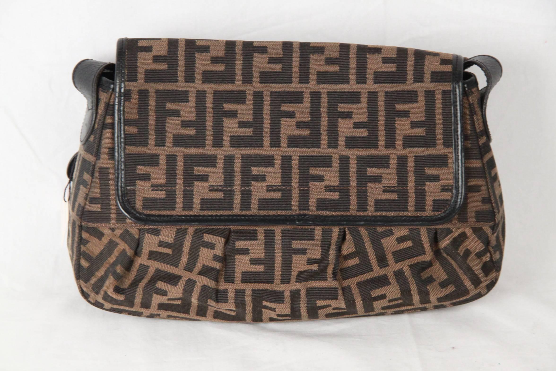 Black FENDI Monogram Zucca Canvas B Bis Bag Shoulder Bag