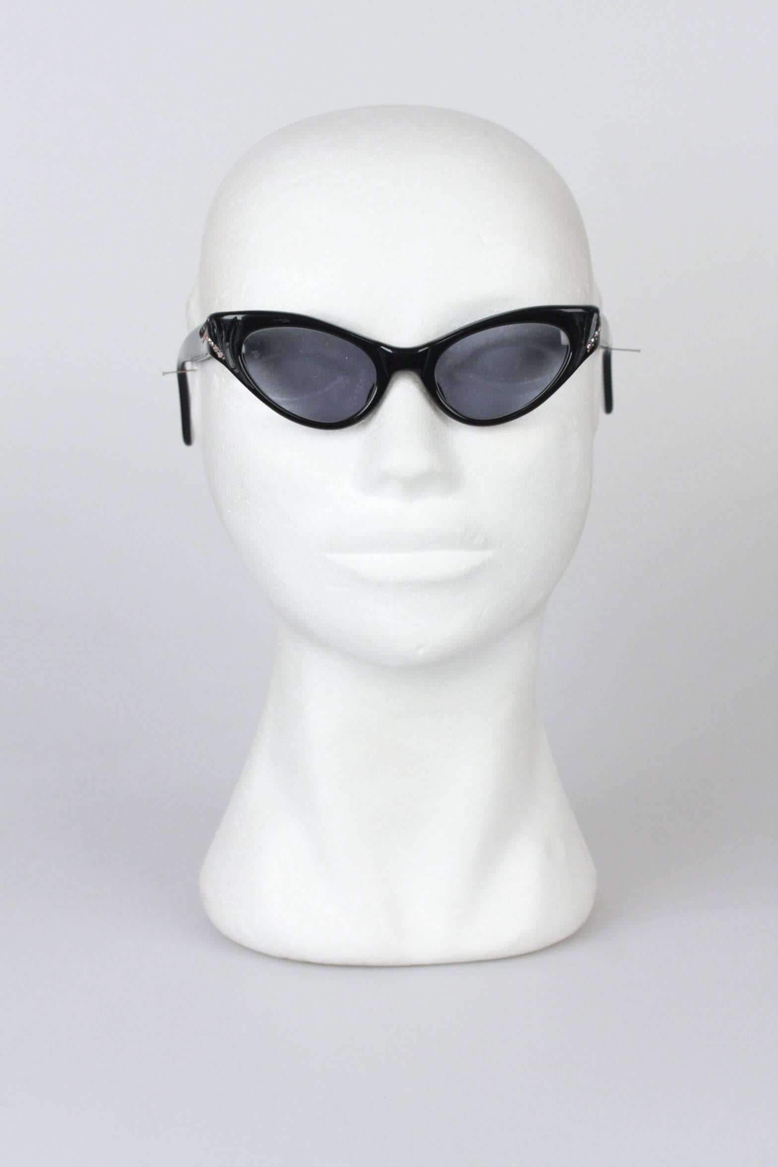 Vintage 1950s Cat-Eye Swank Sunglasses 4715 46/20 with Rhinestones 1