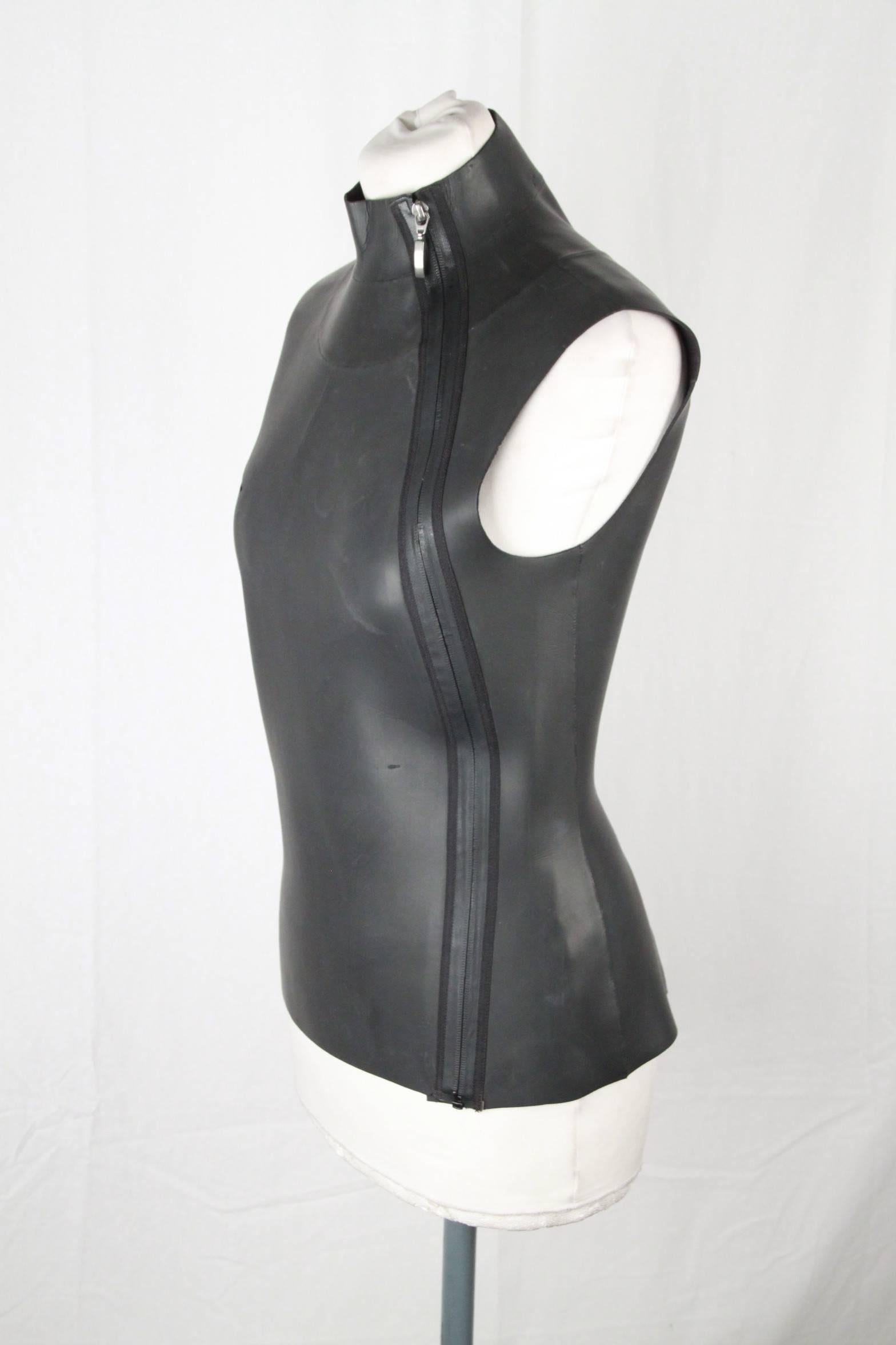 Jean Paul Gaultier Black Neoprene Vest Sleeveless Top Size 42 2