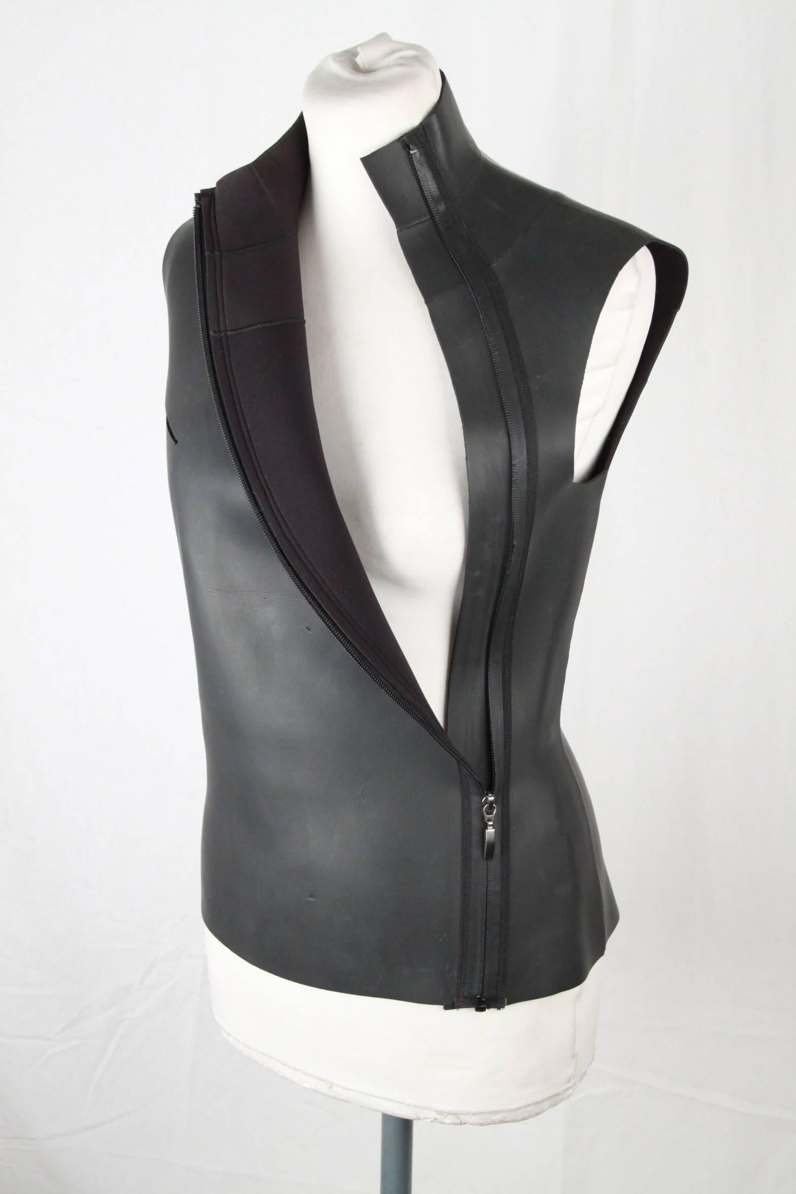 Jean Paul Gaultier Black Neoprene Vest Sleeveless Top Size 42 5