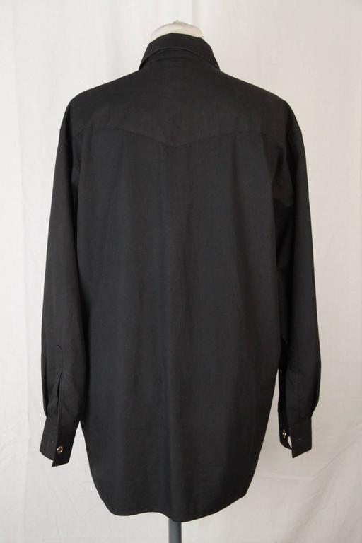 Moschino Jeans Vintage Black Cotton Ruffled Long Sleeve Shirt Size M ...