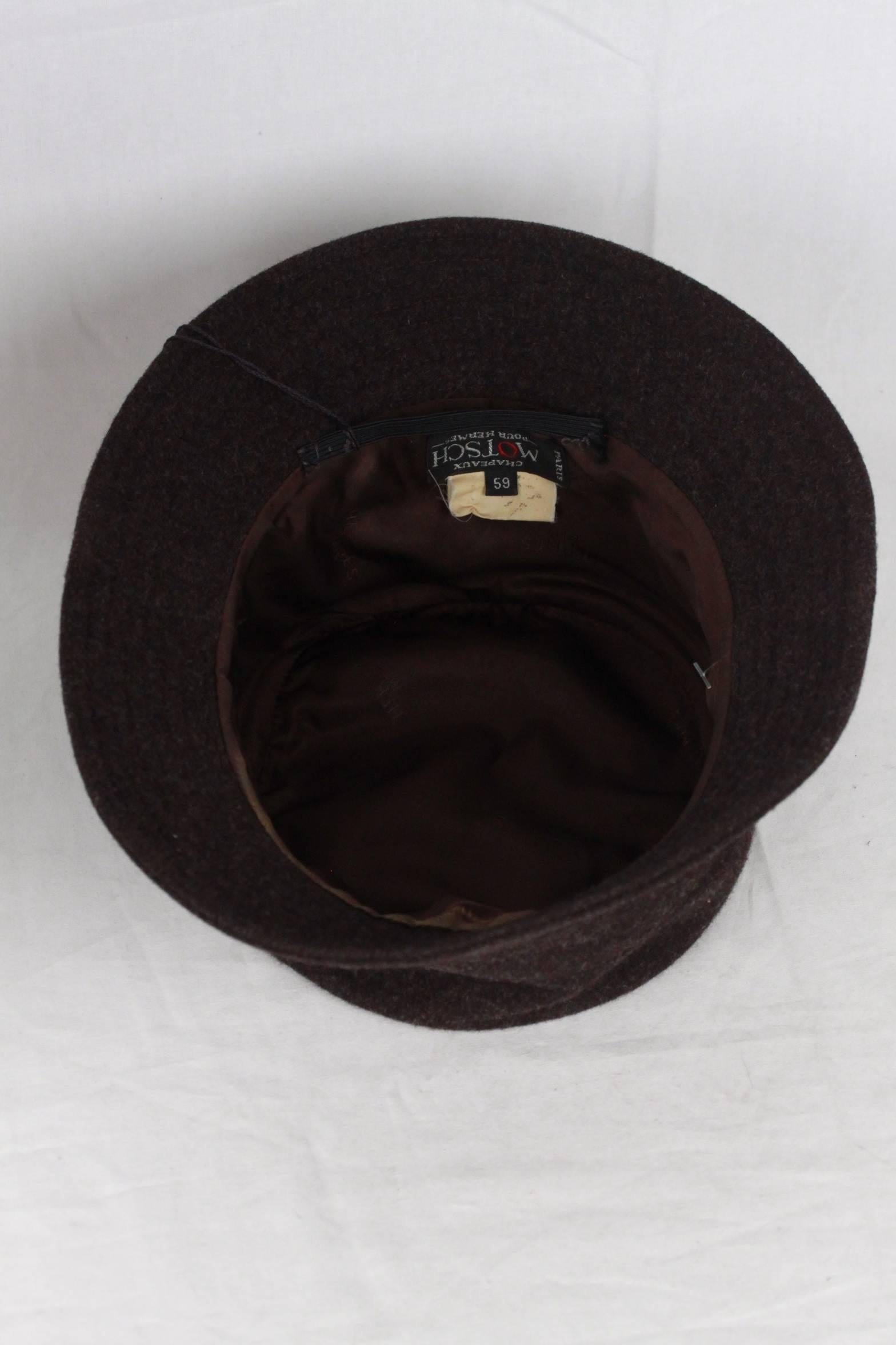 HERMES Brown Wool & Cashmere CHAPEAUX MOTSCH Bucket Hat SIZE 59 1