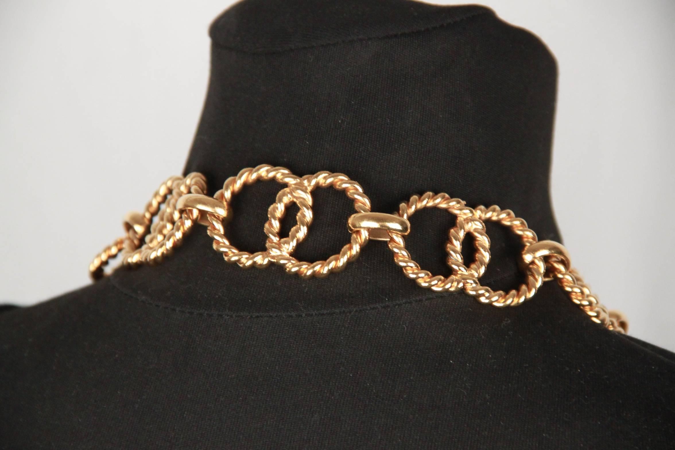 Chanel Gold Metal ring Chain Necklace or belt with CC Medallion 1
