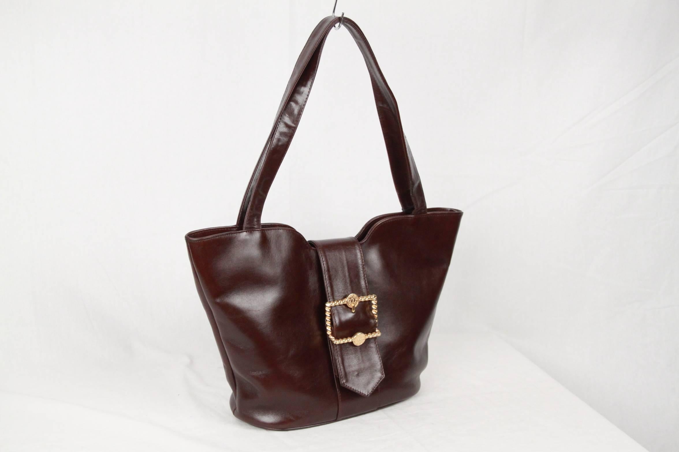 Black ROBERTA DI CAMERINO Brown Leather TOTE Shoulder Bag