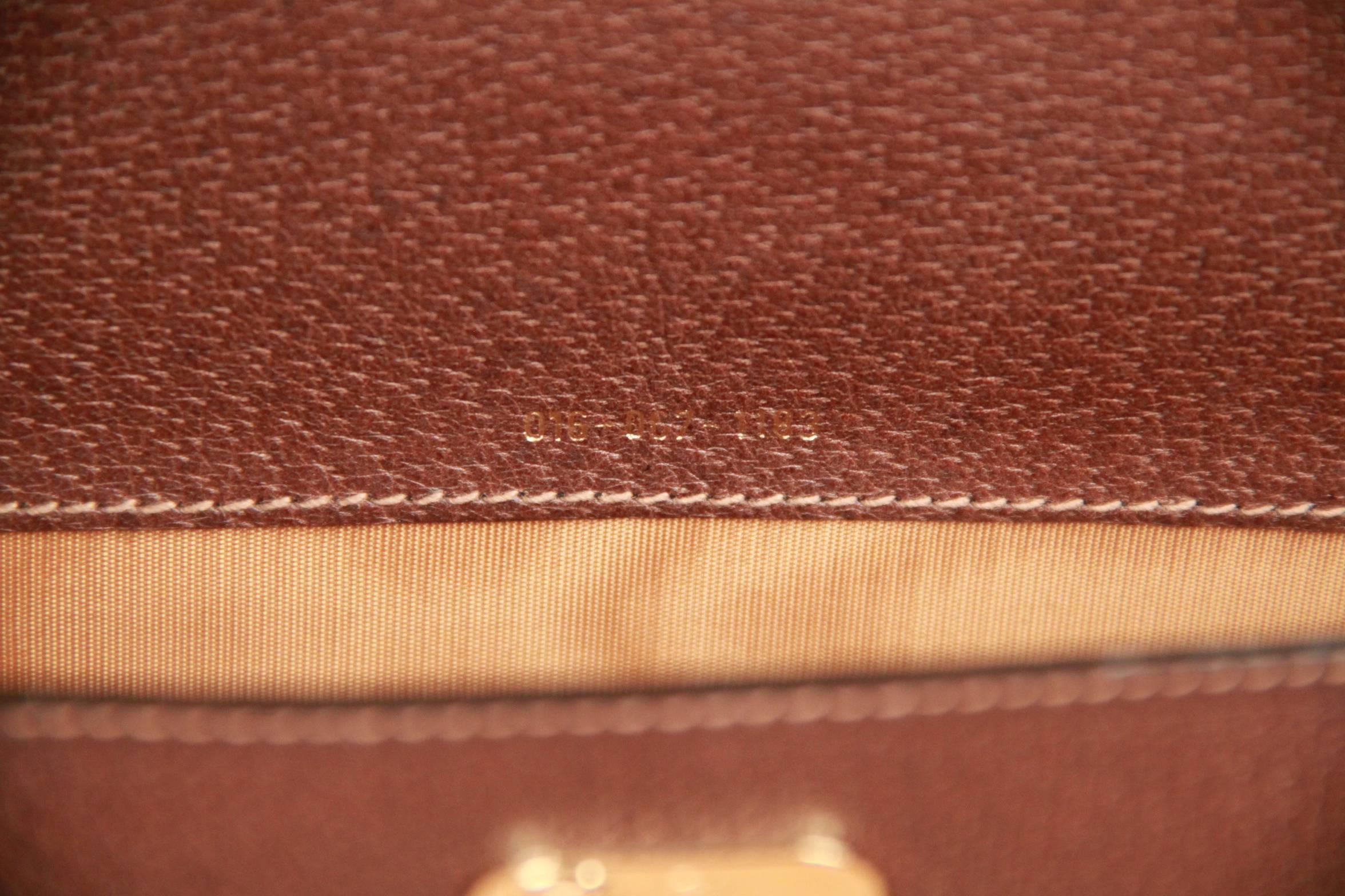 Women's GUCCI VINTAGE Tan Leather HARD SIDE BRIEFCASE Work Bag w/ Stripes