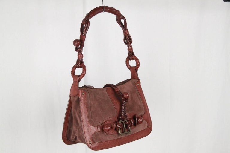 ALEXANDER MCQUEEN Brown Suede and Leather SHOULDER BAG For Sale at 1stDibs