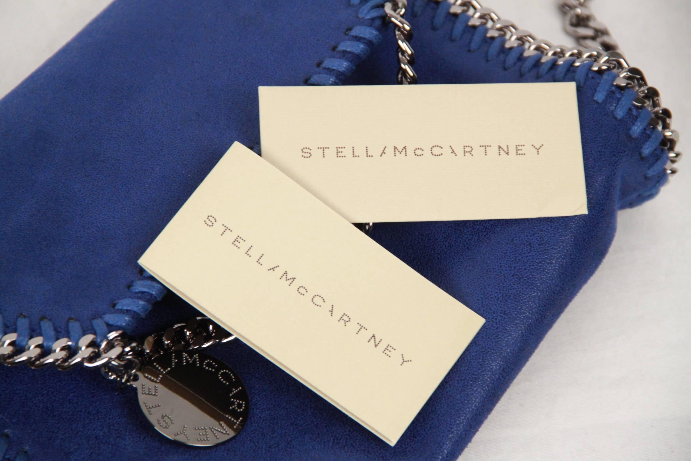 STELLA McCARTNEY Blue Suede-Like FALABELLA Fold Over Shoulder Bag 3