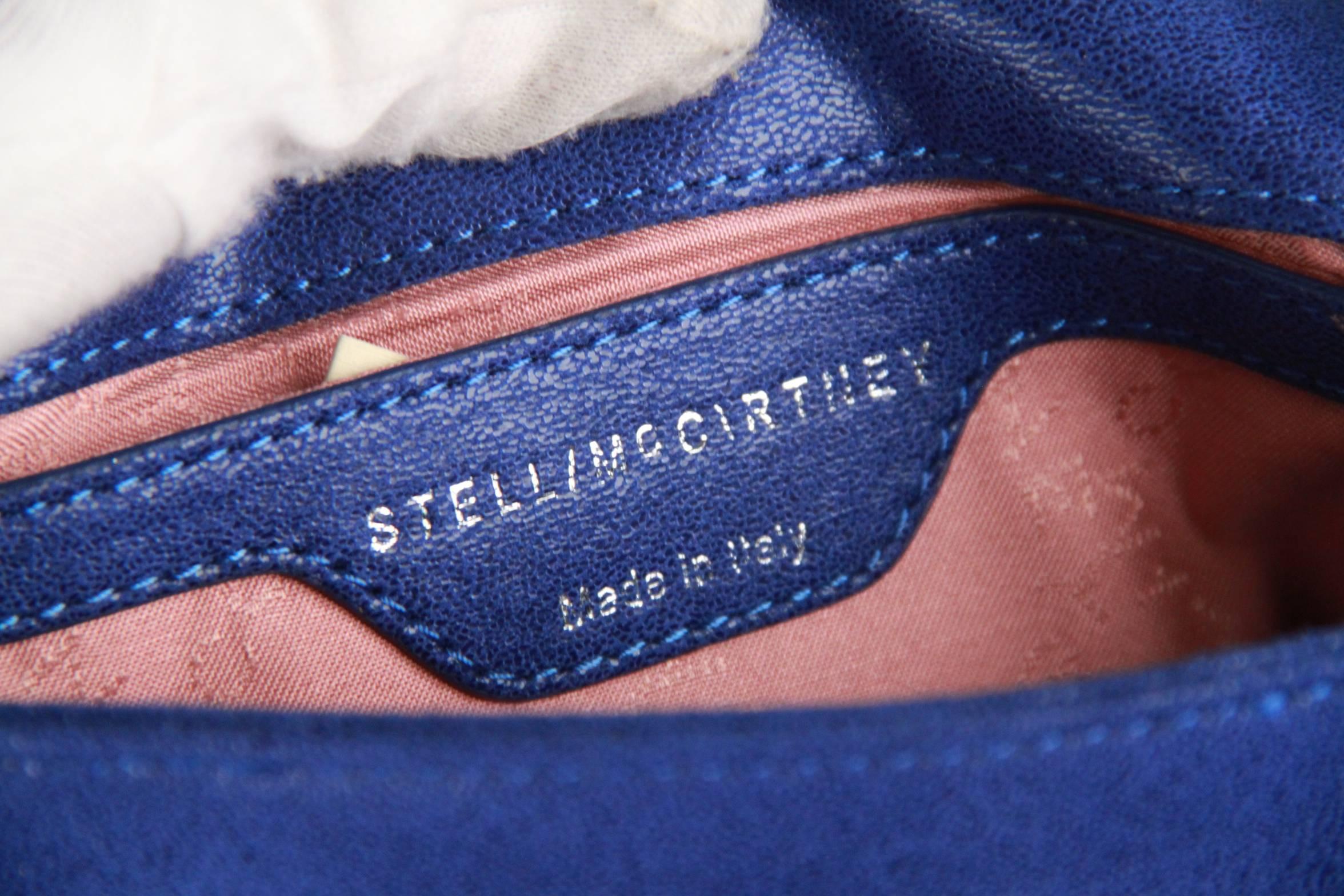 STELLA McCARTNEY Blue Suede-Like FALABELLA Fold Over Shoulder Bag 4