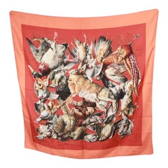 HERMES Vintage Silk Scarf GIBIERS 1966 Henry De Linares