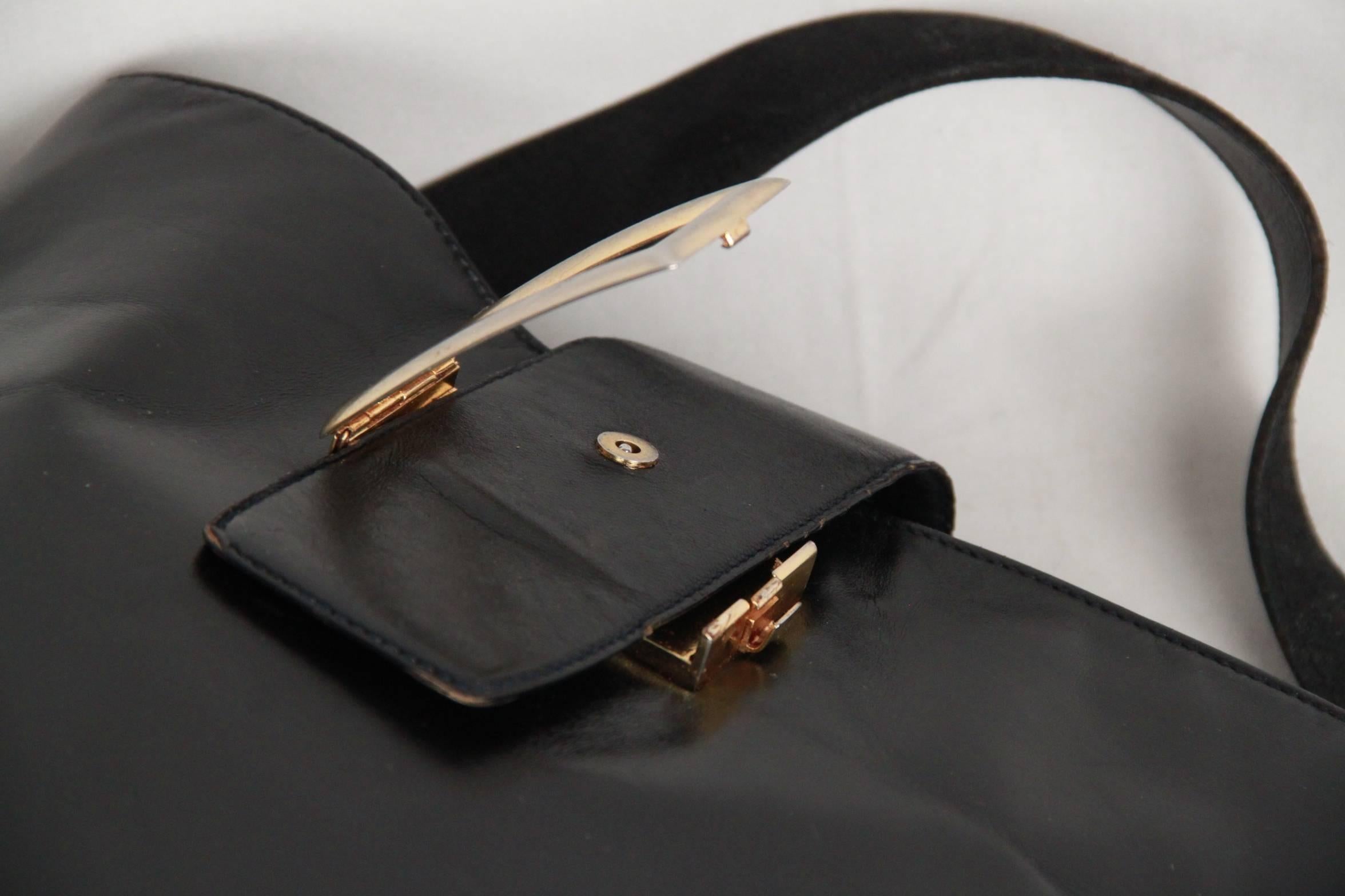 PRADA Vintage Black Leather TOTE SHOULDER BAG Bucket In Good Condition In Rome, Rome