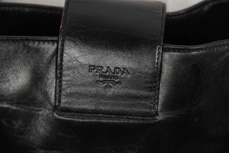 PRADA Vintage Black Leather TOTE SHOULDER BAG Bucket For Sale at 1stdibs