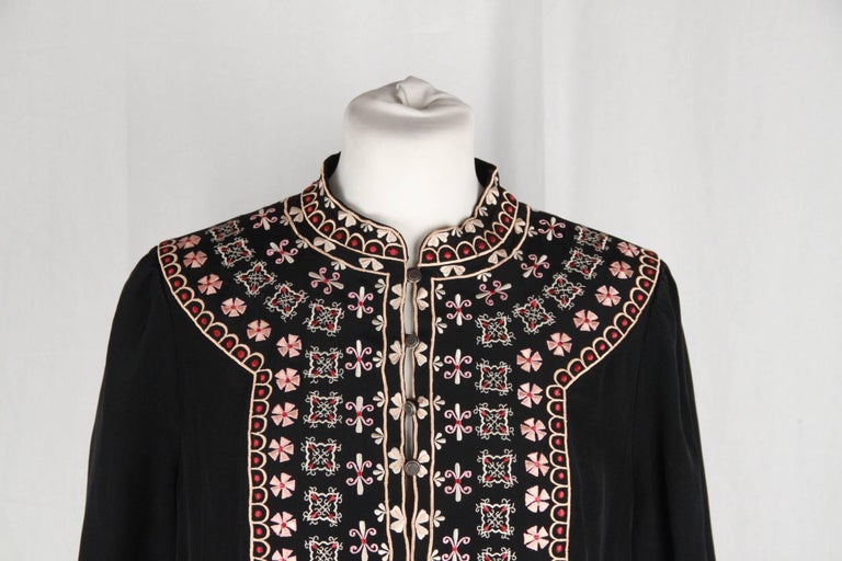 band collar loose fitting floral printed blouses