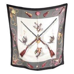 HERMÈS PARIS - Écharpe en soie vintage « LES FUSILS », années 1960, Carre DE LINARES