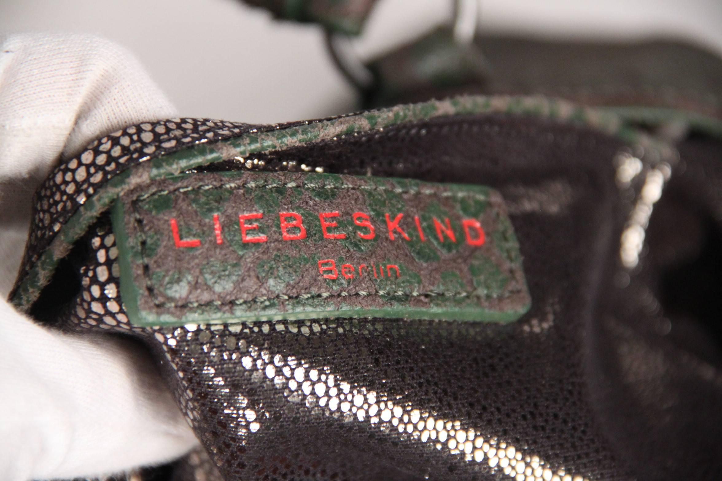 Women's LIEBESKIND BERLIN Green Embossed Snake Leather MAXINE BAG Tote
