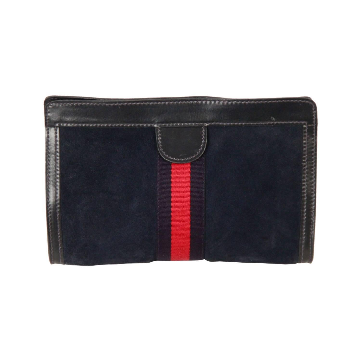 GUCCI VINTAGE Blue Suede COSMETIC BAG Clutch For Sale at 1stDibs | gucci  cosmetic bag, gucci parfums bag