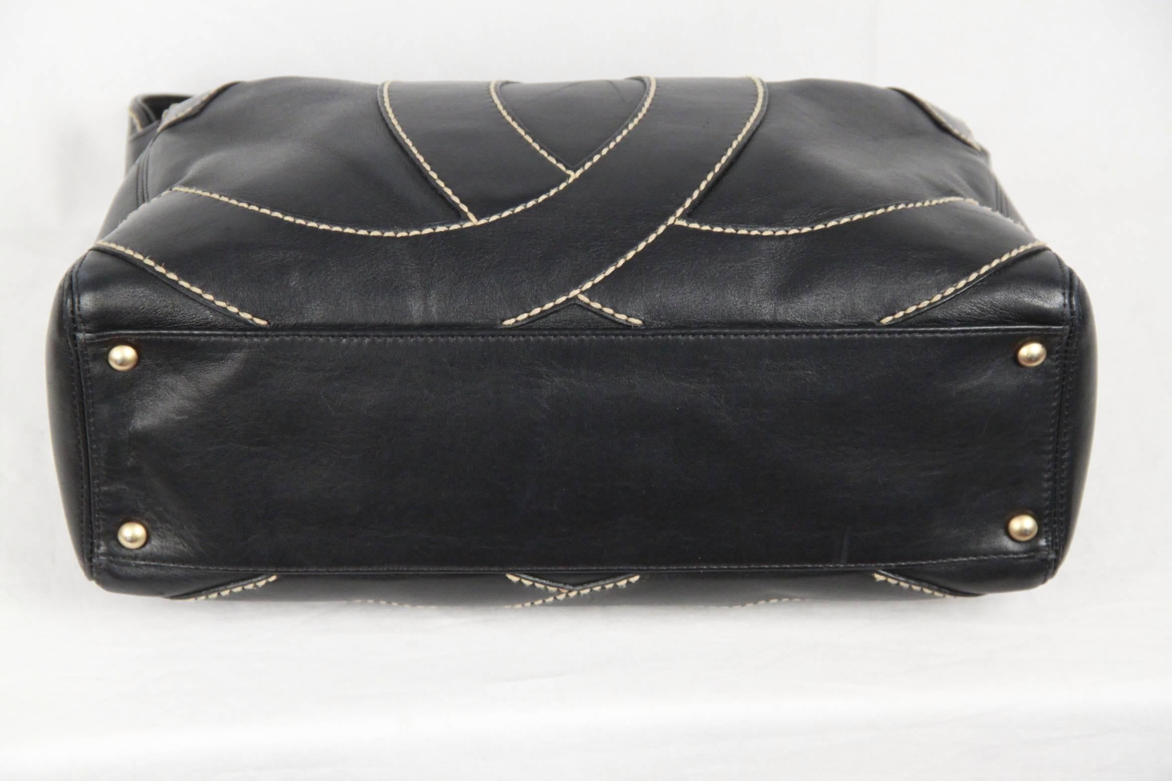CHANEL Black Leather BIG STITCHED CC Shoulder Bag 2