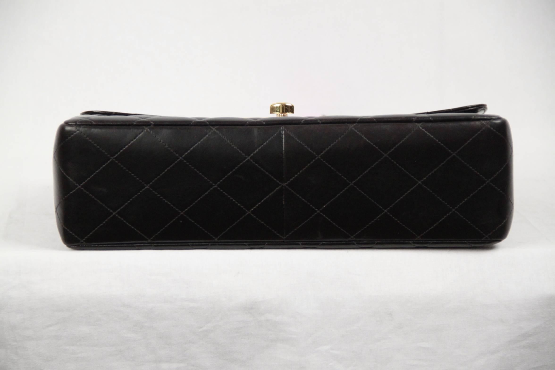 CHANEL Vintage Black QUILTED Leather JUMBO CLASSIC FLAP Shoulder Bag 2