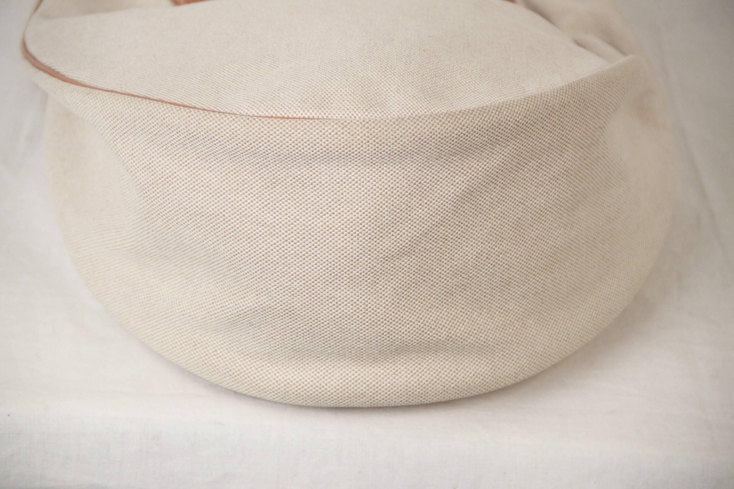 HERMES PARIS Beige Canvas SAKURUKO Shoulder Bag 4