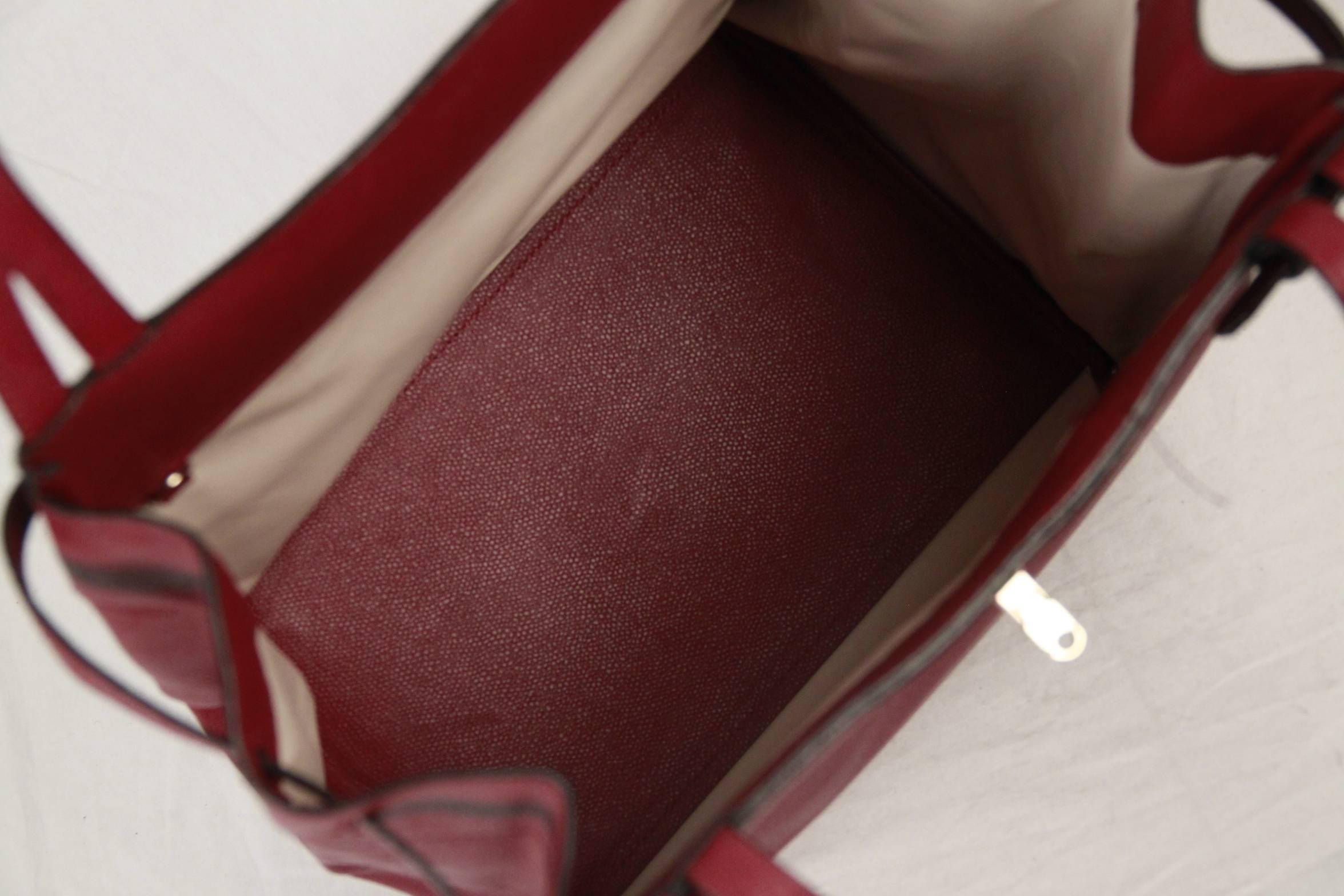 VALEXTRA MILANO Burgundy Leather B CUBE Bag TOTE 1