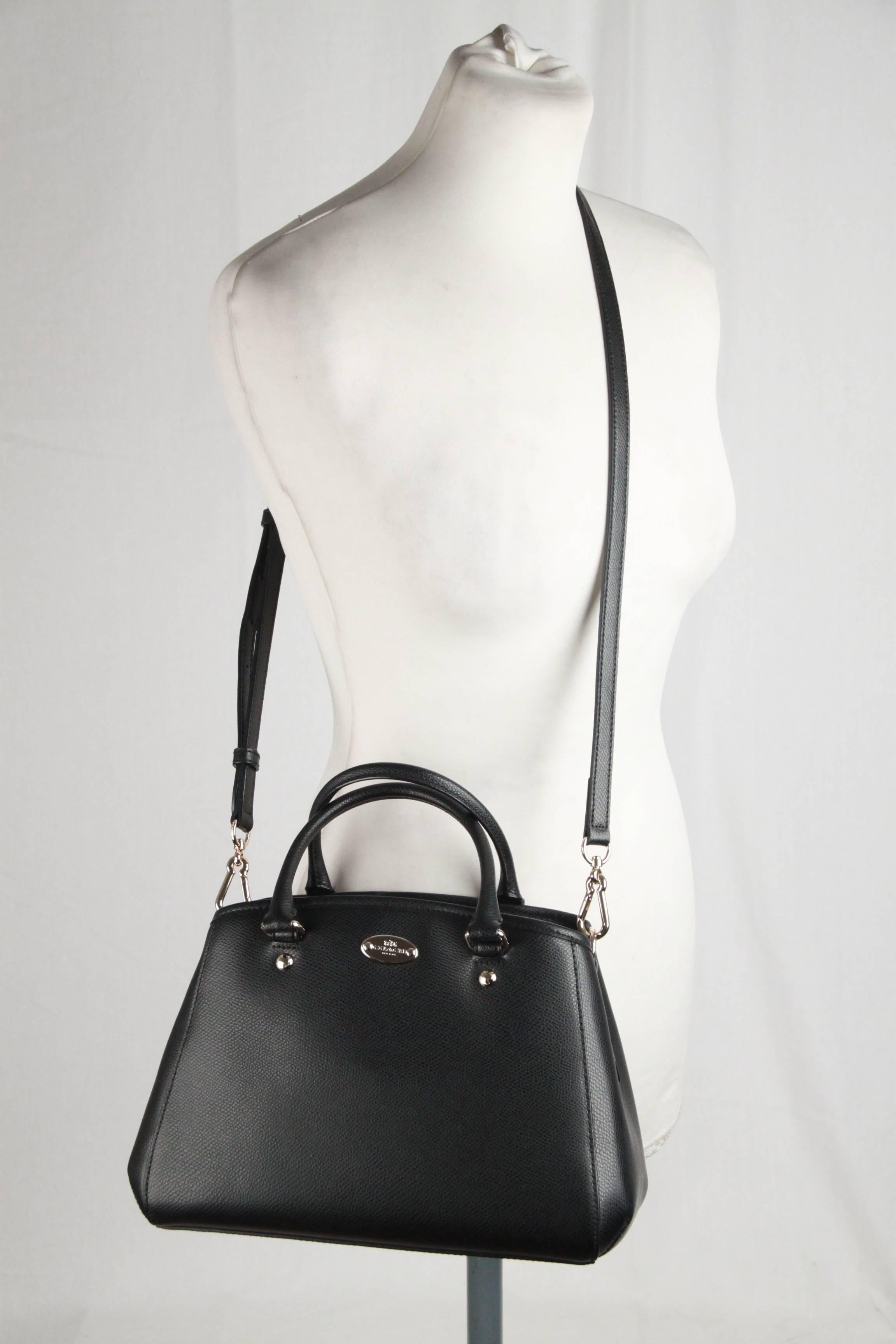 COACH Black Leather Small MARGOT Bag HANDBAG w/ Strap 3