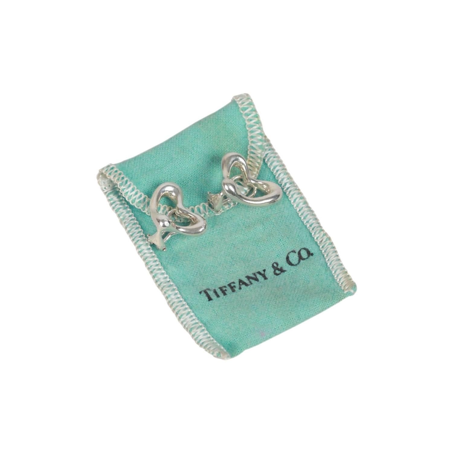 TIFFANY & Co. ELSA PERETTI Sterling Silver OPEN HEART Clip On EARRINGS