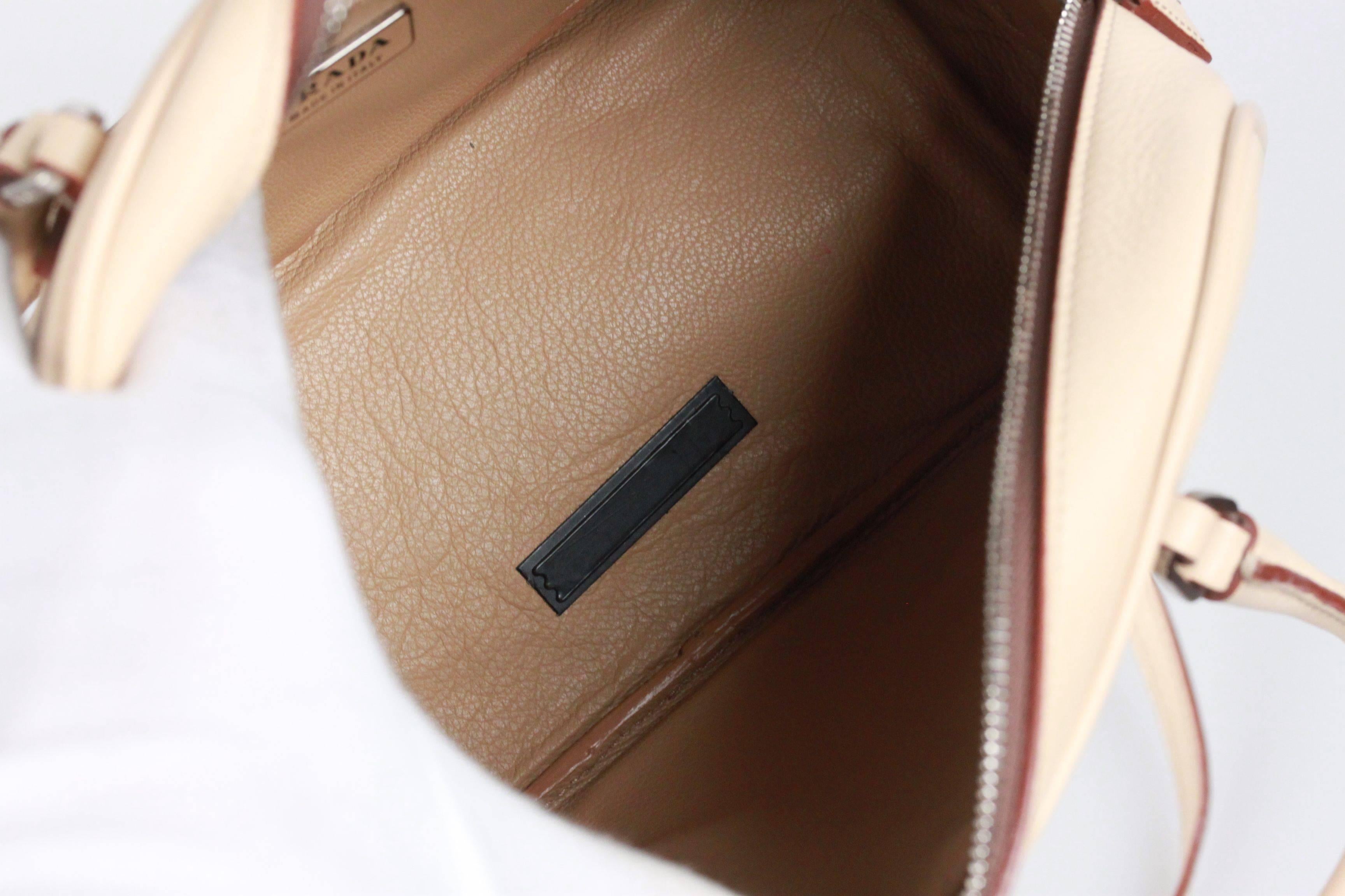 Prada Beige Leather Small Satchel with Shoulder Strap BL0063 3