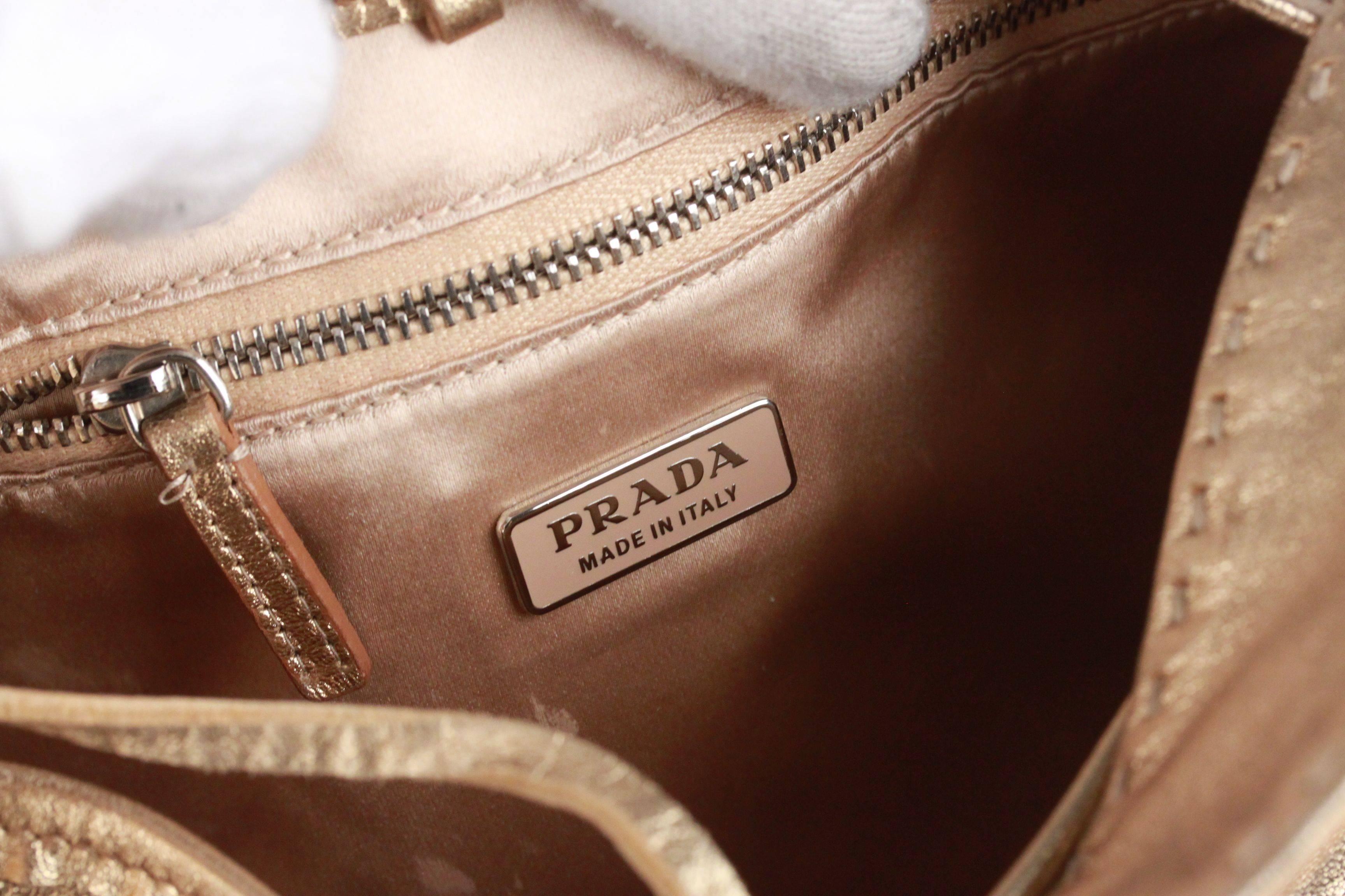 PRADA Gold Tone Leather SHOULDER BAG 4