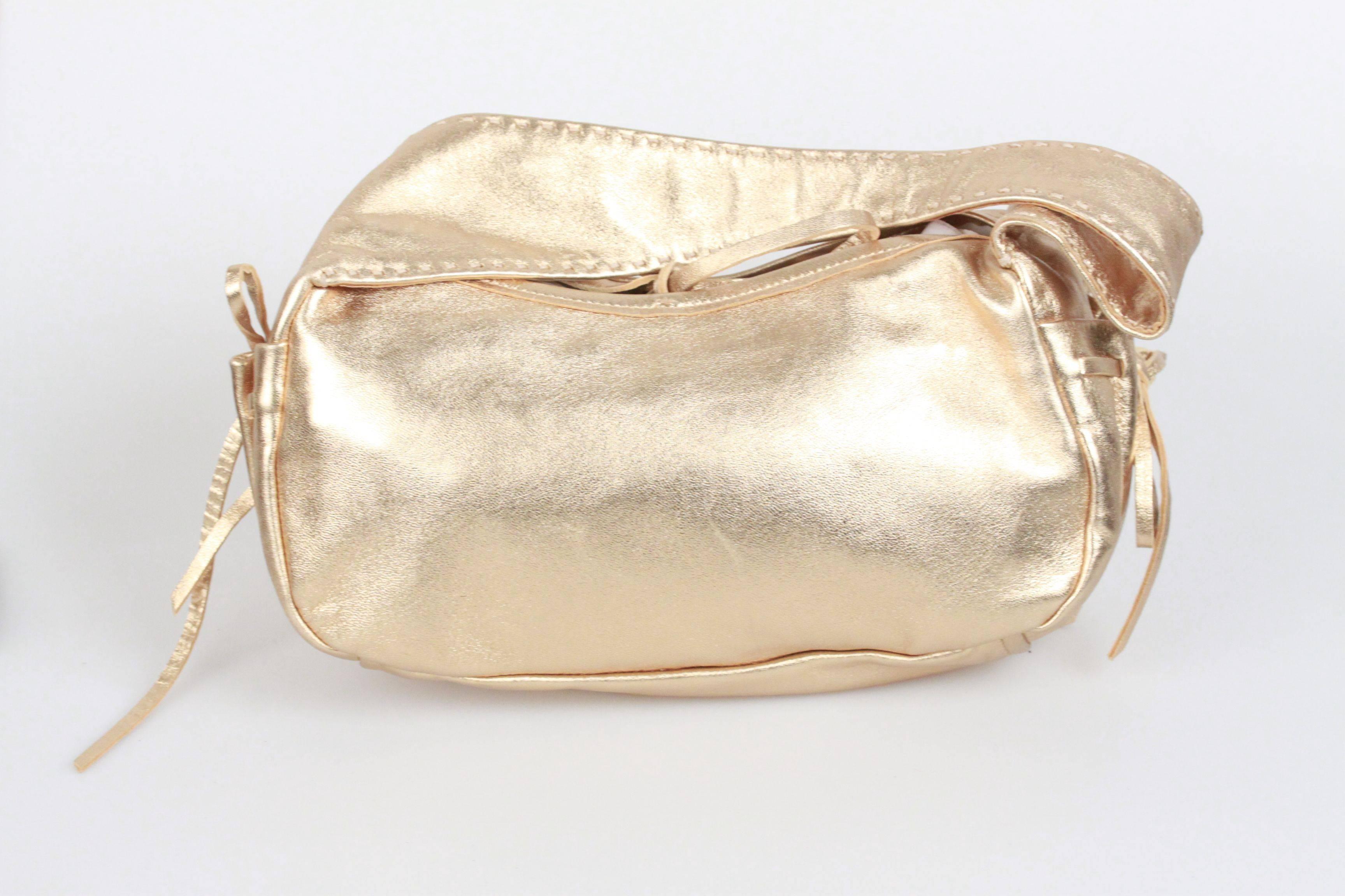 PRADA Gold Tone Leather SHOULDER BAG 1