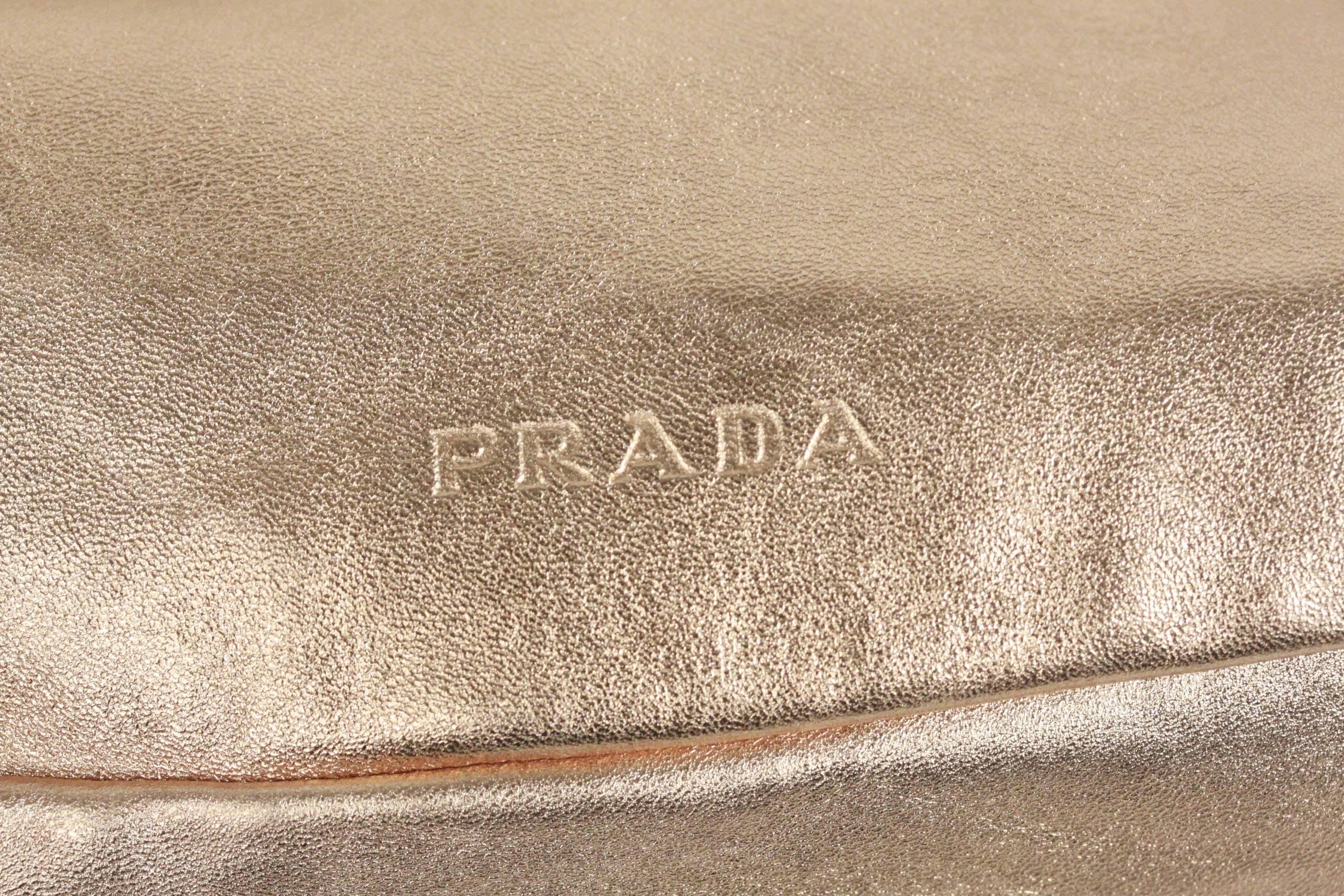 PRADA Gold Tone Leather SHOULDER BAG In Good Condition In Rome, Rome