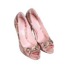 GUCCI Pink Python HOLLYWOOD PEEP Open TOE Shoes HEELS Size 37C