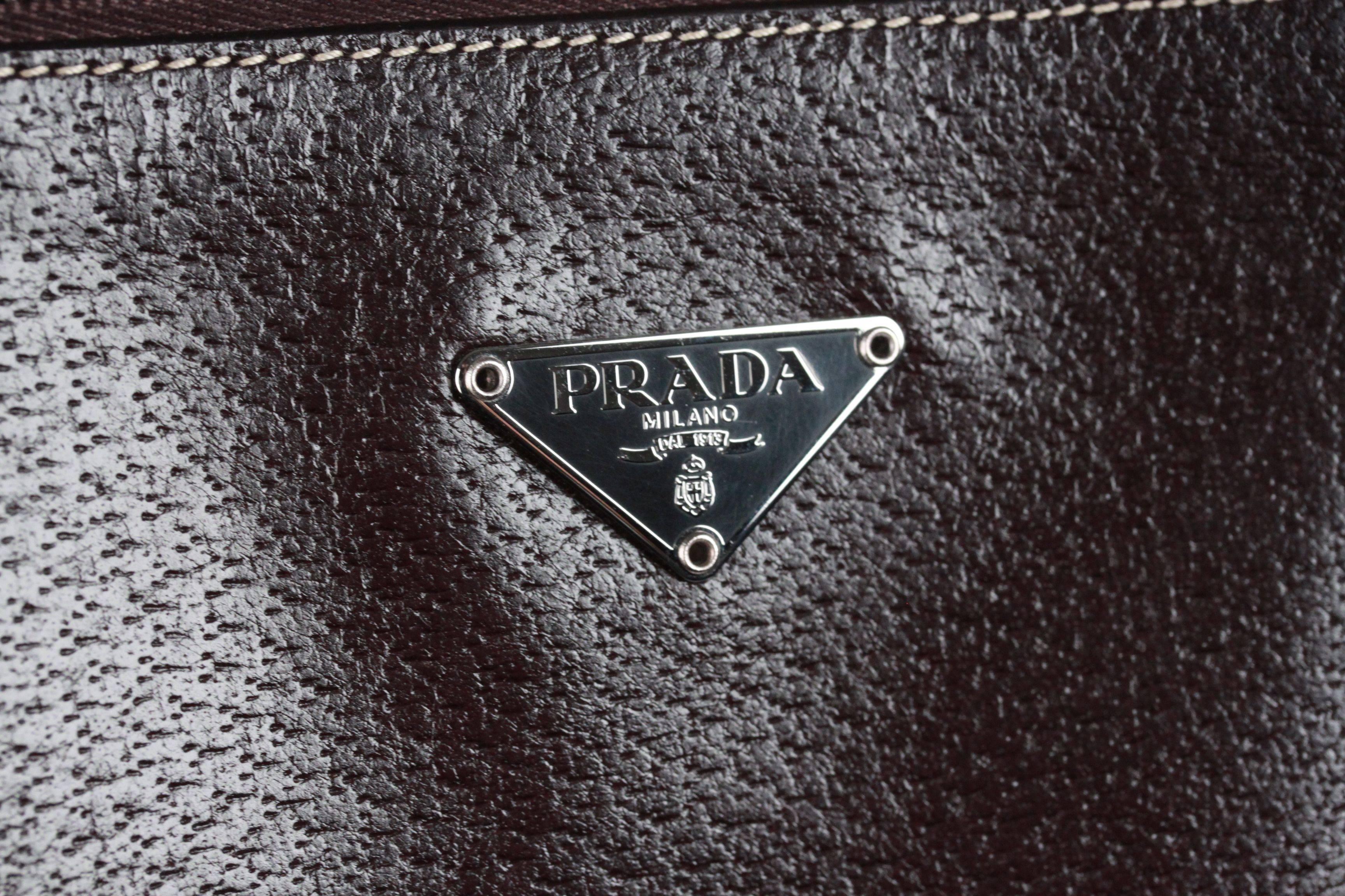 Black PRADA Brown Leather BOWLING BAG Satchel