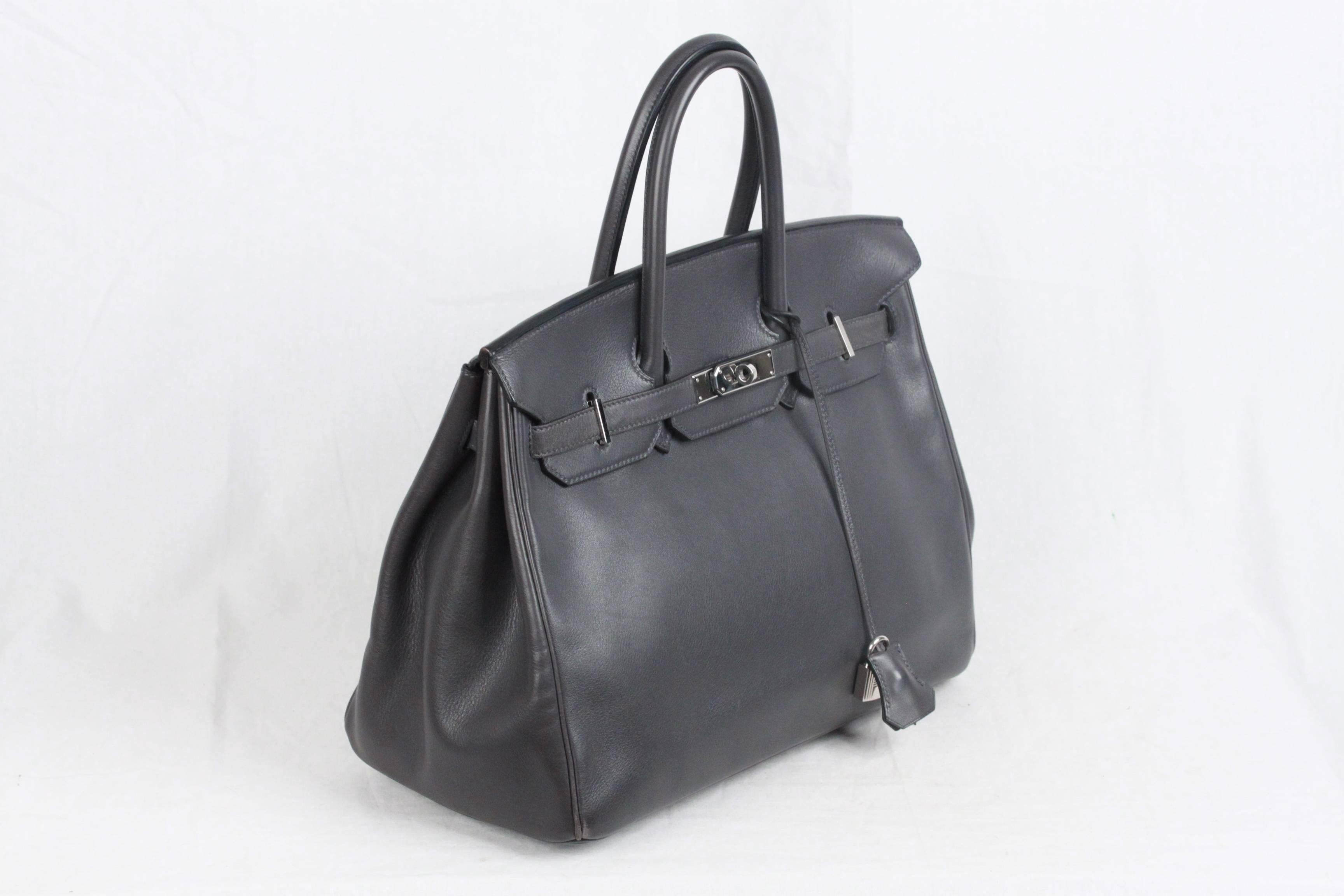 HERMES Gray Ardoise VEAU SWIFT Leather BIRKIN 35 Bag 1