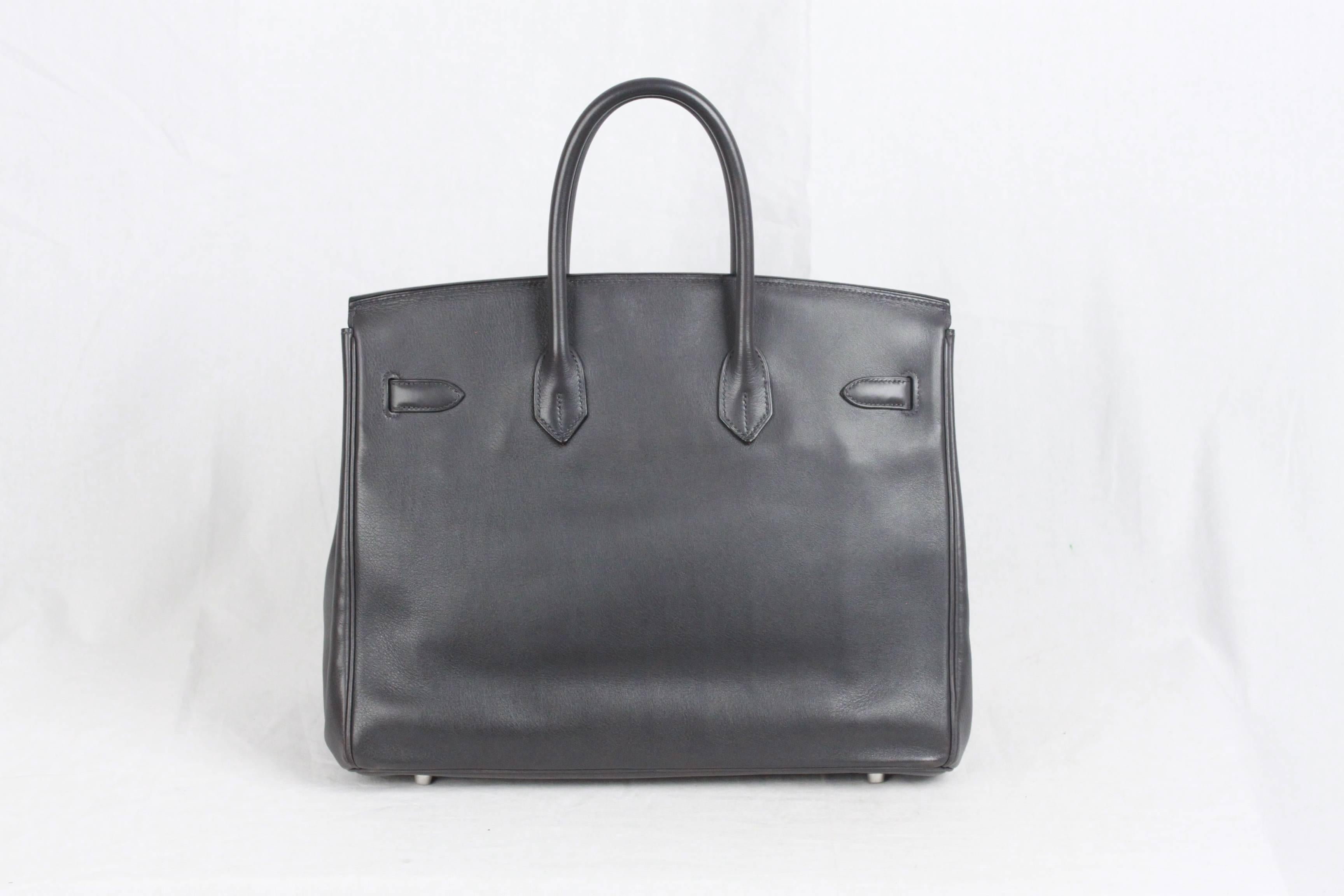 Women's HERMES Gray Ardoise VEAU SWIFT Leather BIRKIN 35 Bag