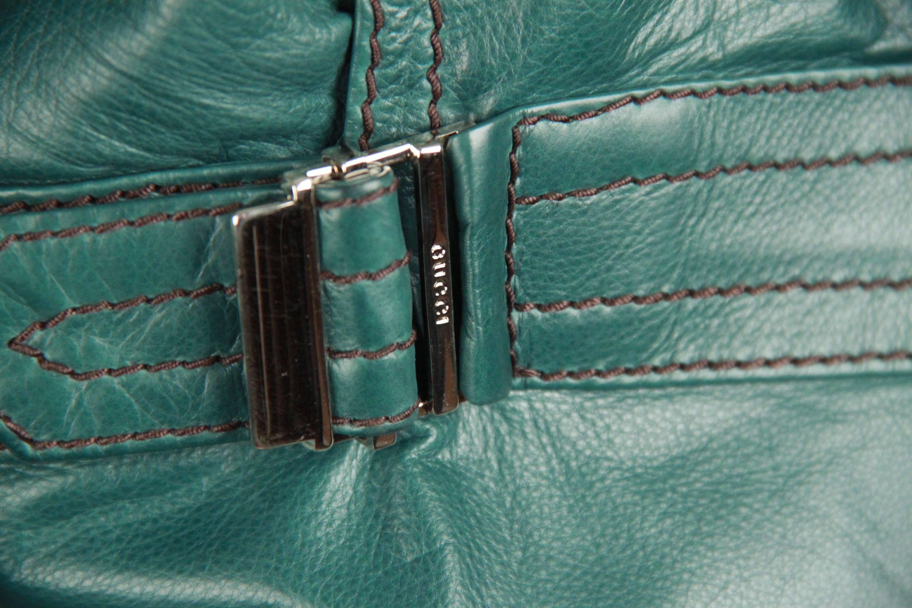 Gray GUCCI Green Leather BOMBER MADONNA JACKET Size 40