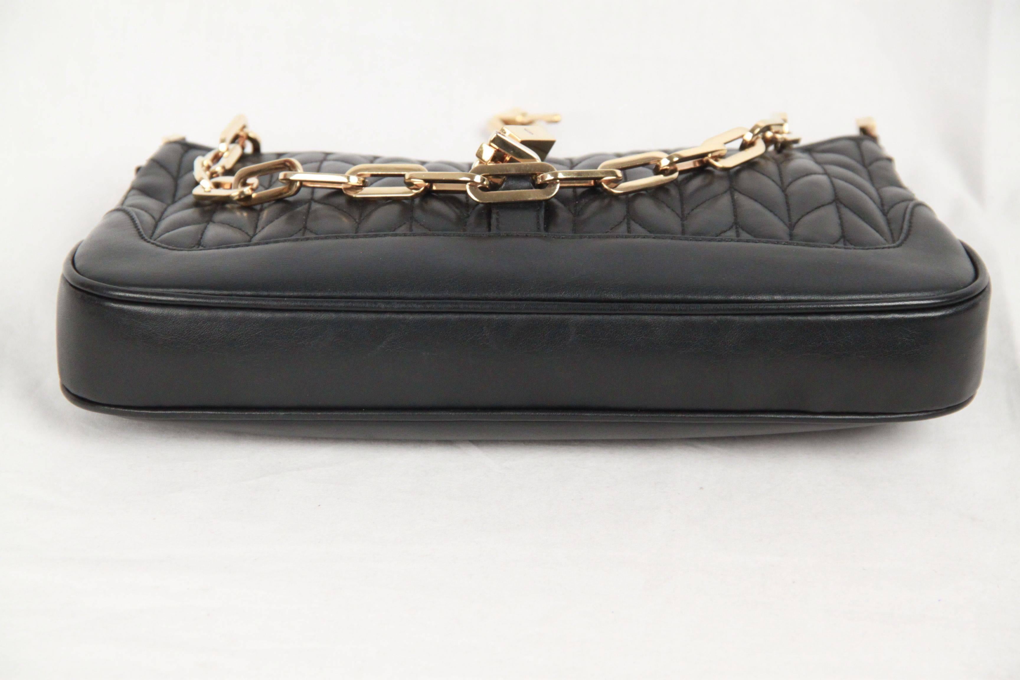 Women's GUCCI Black Quilted Leather JACKIE SHOULDER BAG w/ Chain Strap