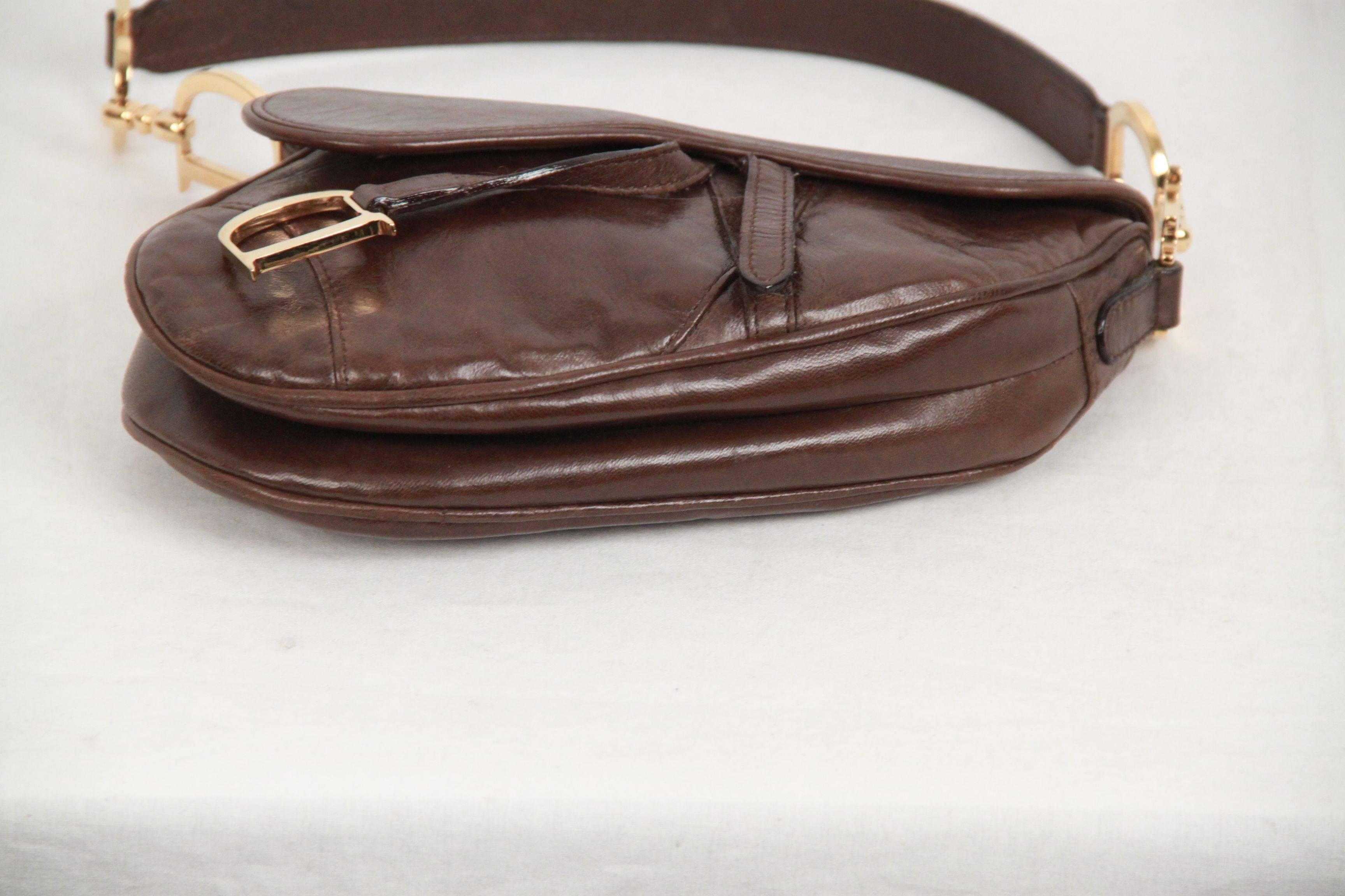 CHRISTIAN DIOR Brown Leather SADDLE BAG In Good Condition In Rome, Rome