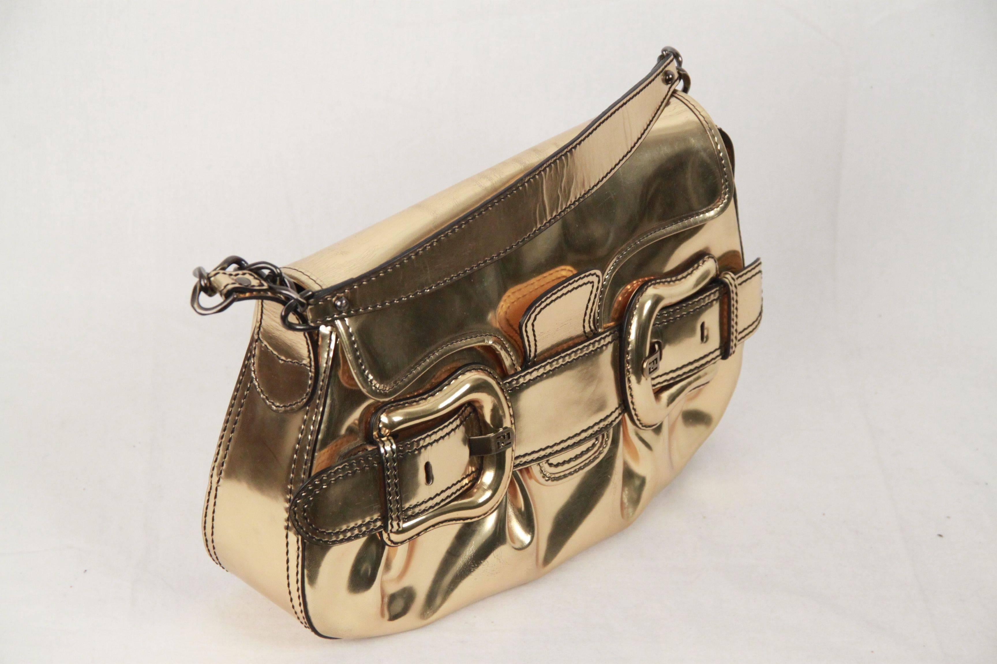 Women's FENDI Gold Tone Leather B BIS BAG Shoulder Bag