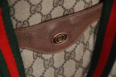 GUCCI Vintage Tan GG MONOGRAM Canvas SHOPPING BAG Tote