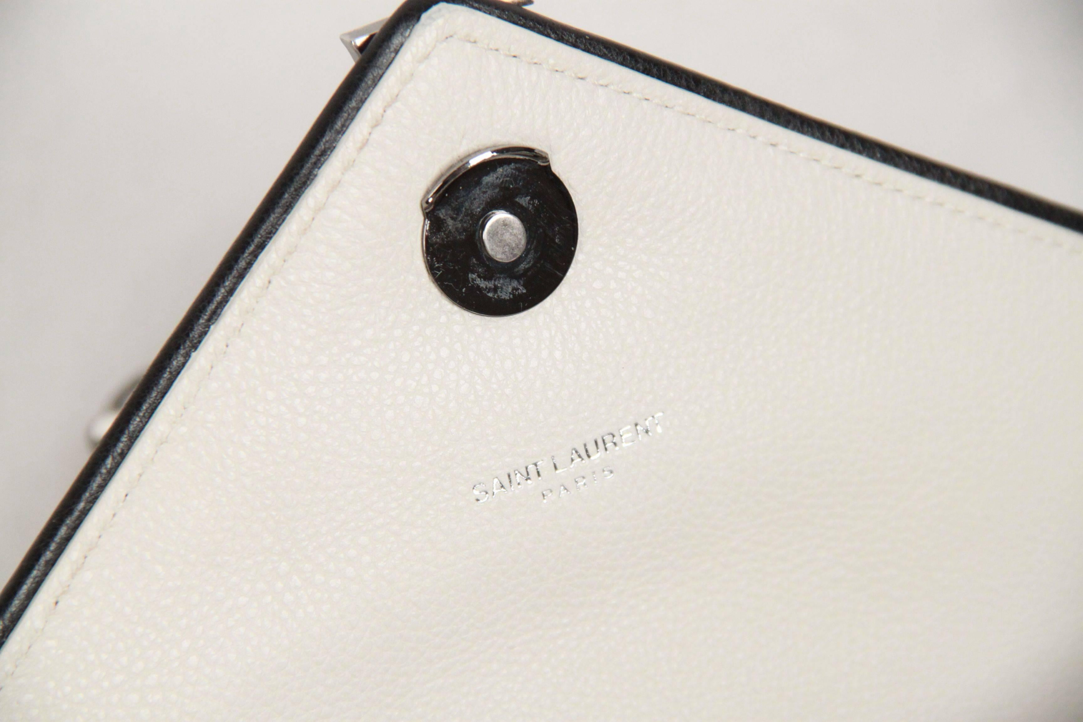 Saint Laurent White Leather Tri-Quilt Monogram Messenger Bag 2