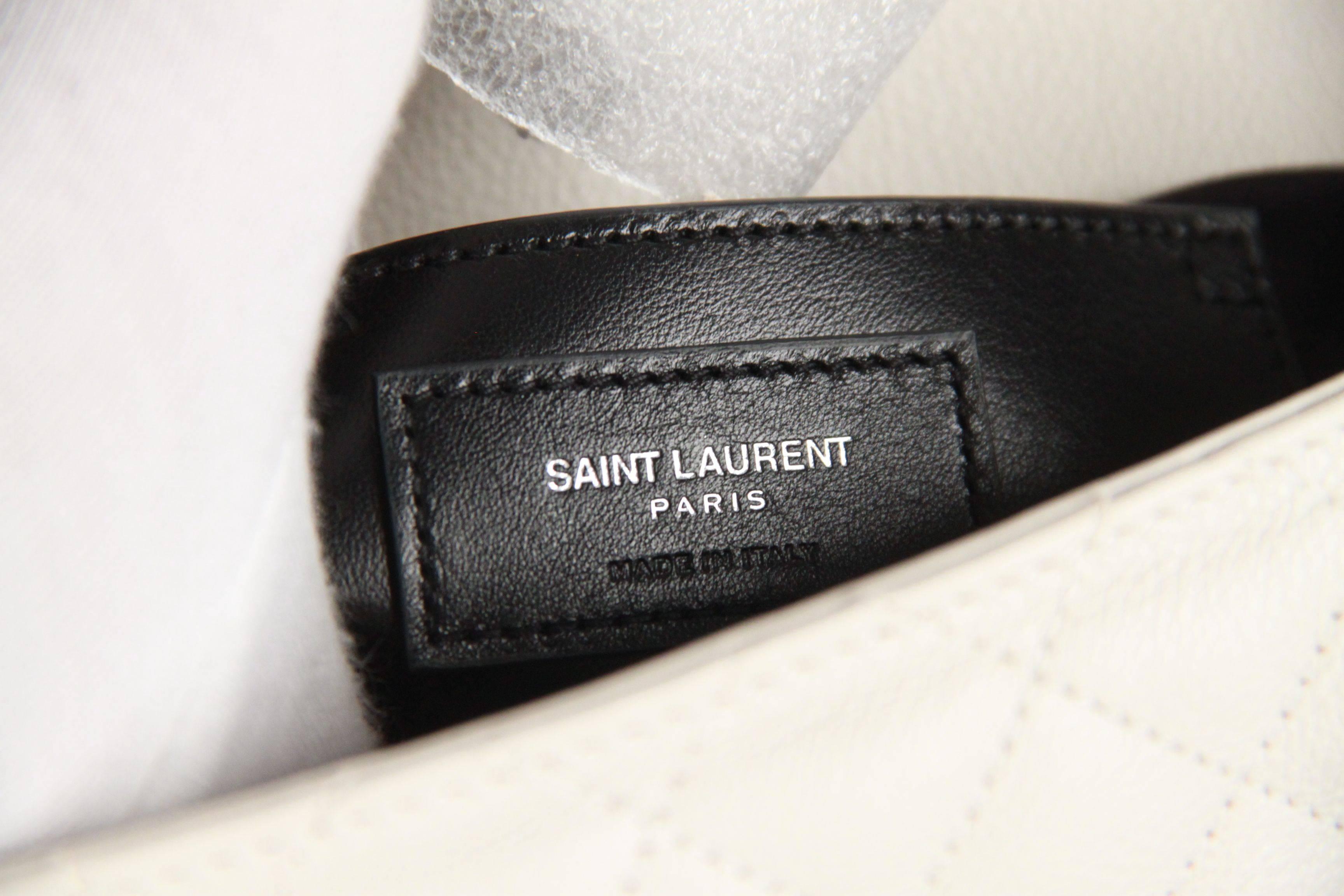 Saint Laurent White Leather Tri-Quilt Monogram Messenger Bag 4