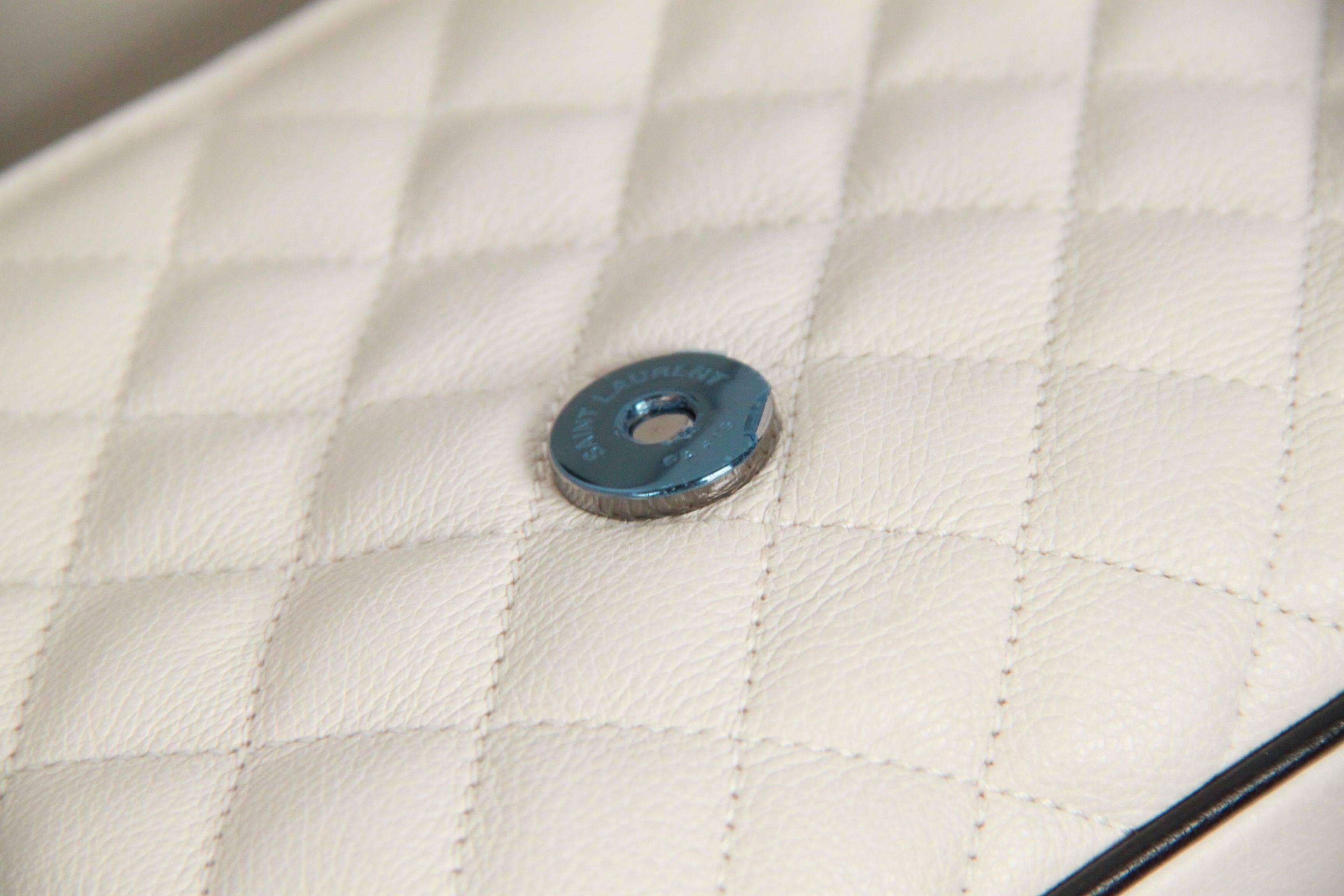Saint Laurent White Leather Tri-Quilt Monogram Messenger Bag 1