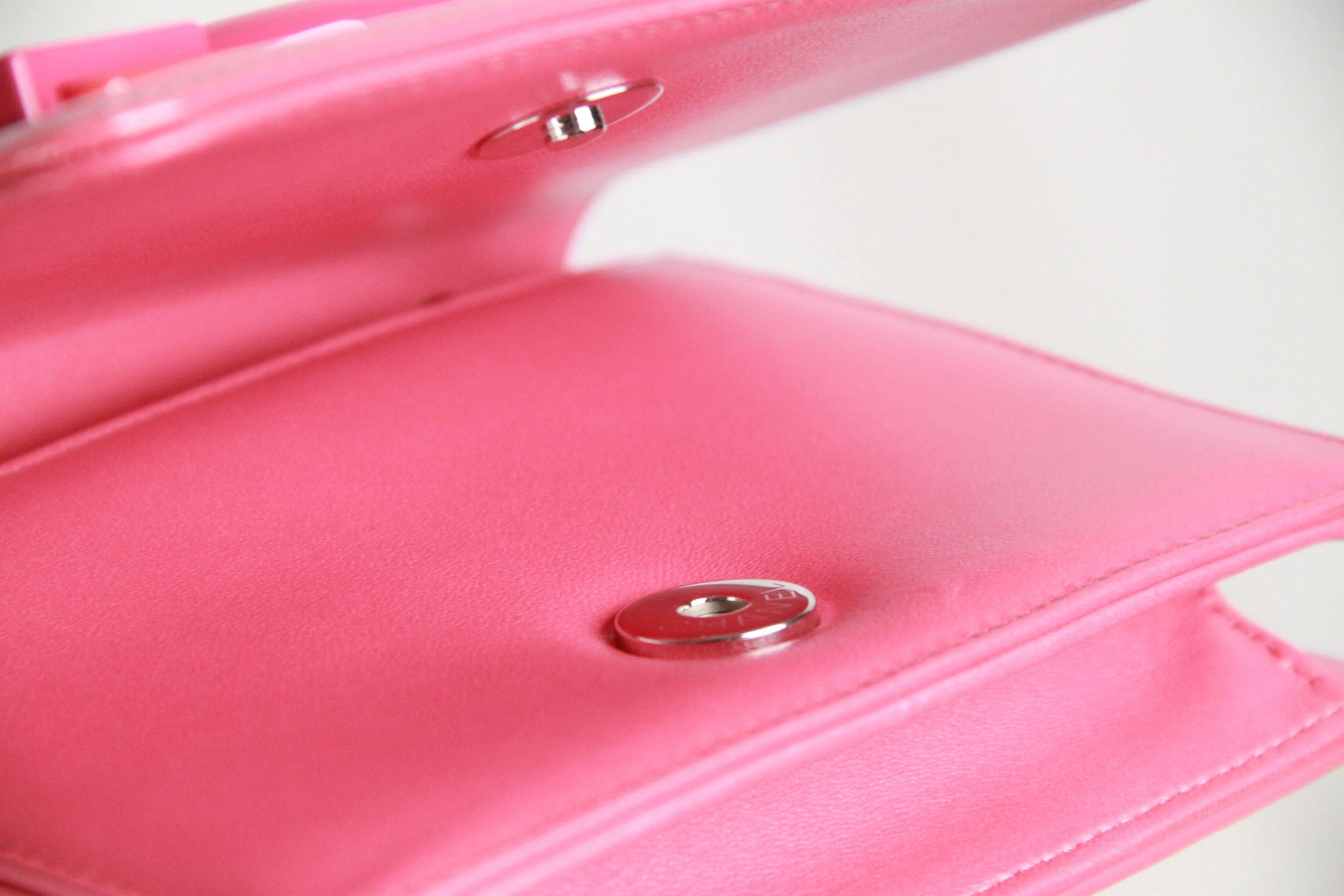 CHANEL Pink Patent Leather OMBRE BLOCK LOGO Mini CROSSBODY BAG Ltd Ed 1