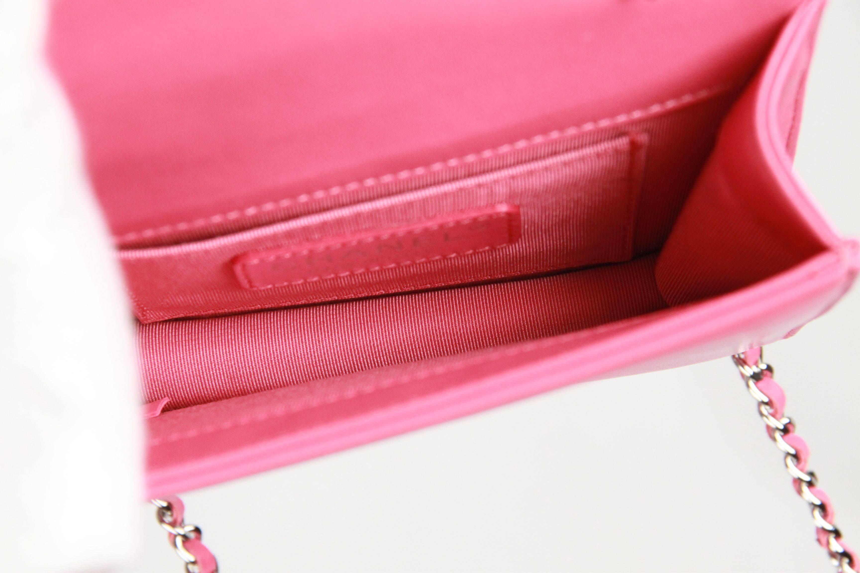 CHANEL Pink Patent Leather OMBRE BLOCK LOGO Mini CROSSBODY BAG Ltd Ed 2