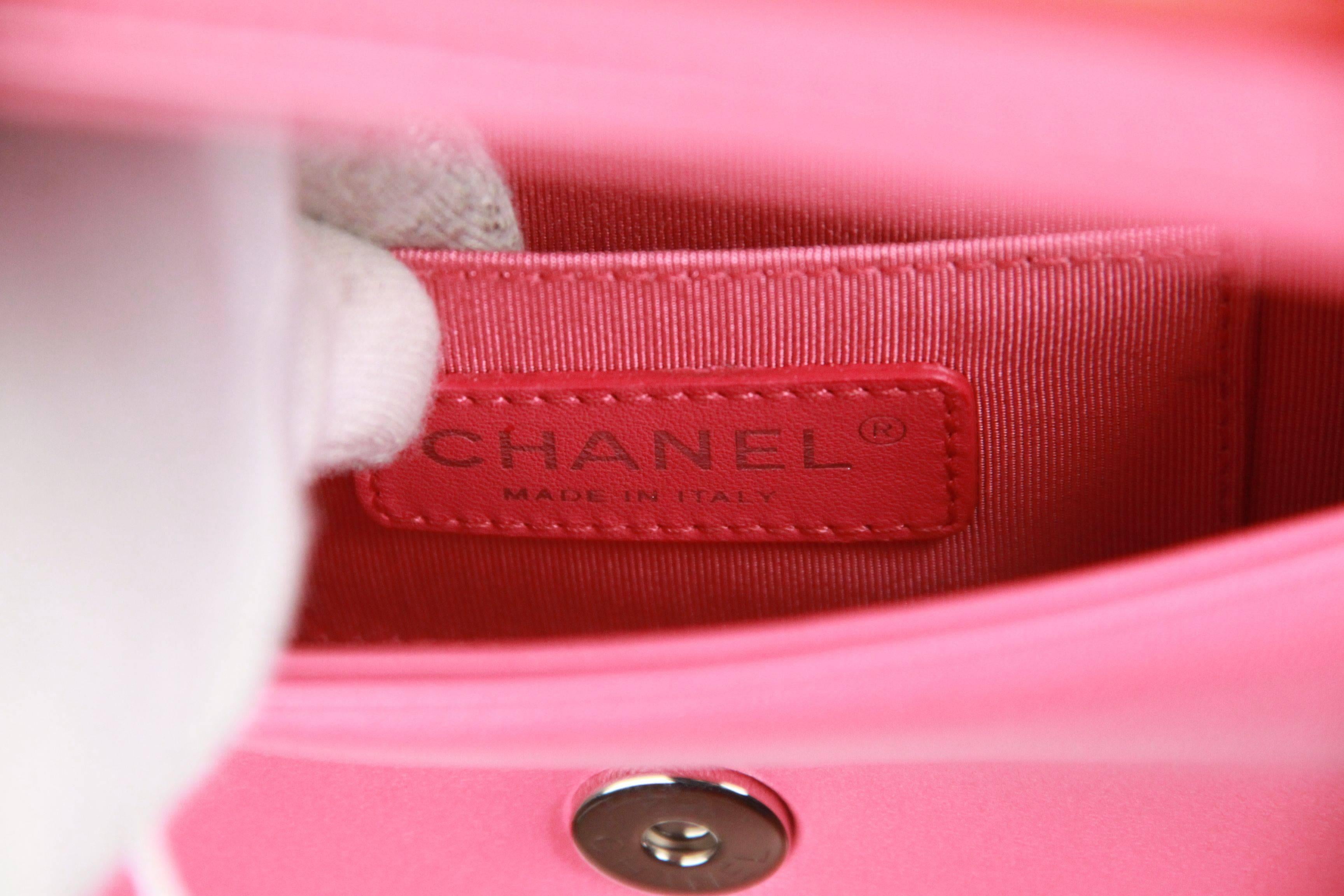 CHANEL Pink Patent Leather OMBRE BLOCK LOGO Mini CROSSBODY BAG Ltd Ed 3
