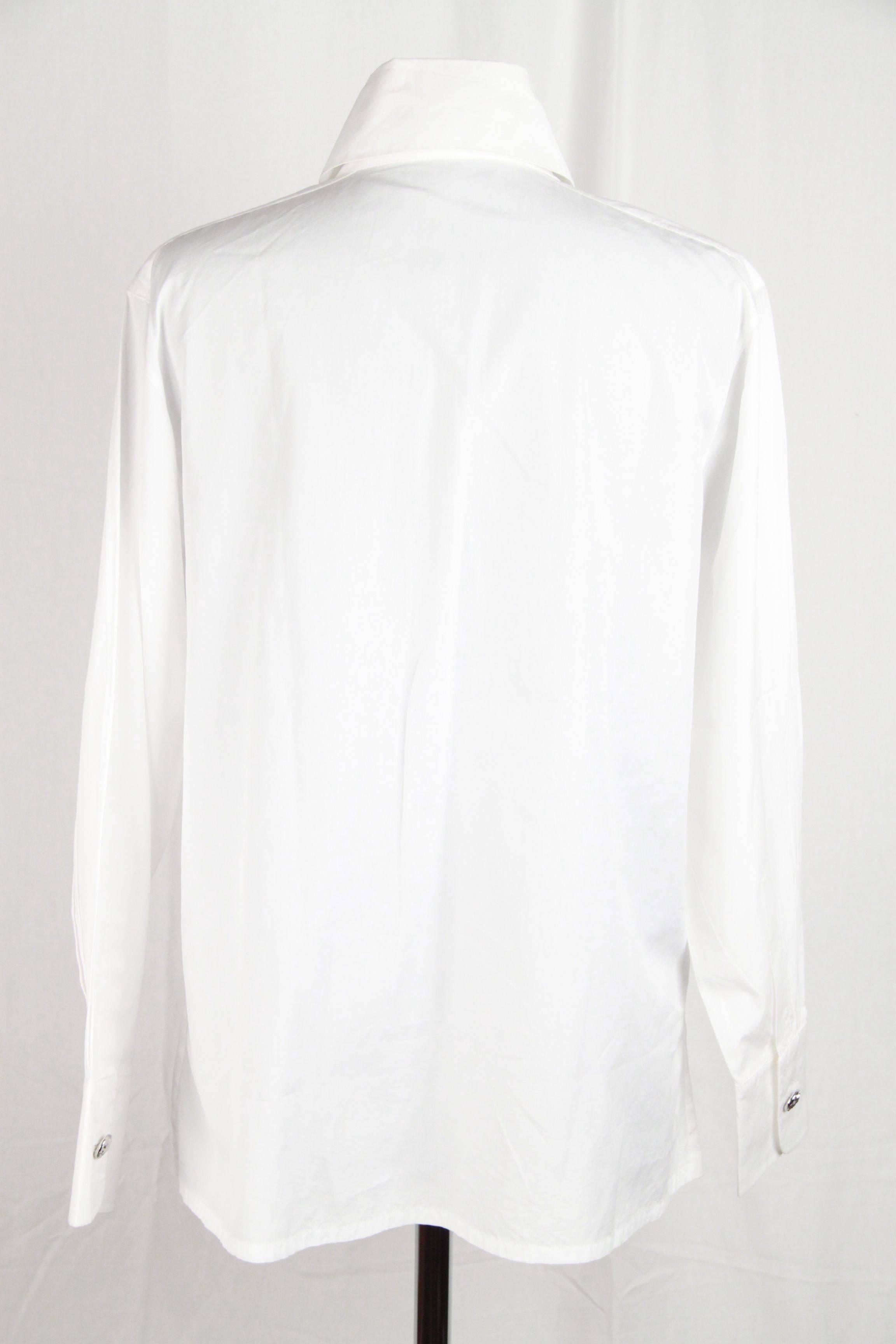 CHANEL White Cotton BUTTON DOWN SHIRT w/ Patch Pockets SIZE 34 For Sale ...