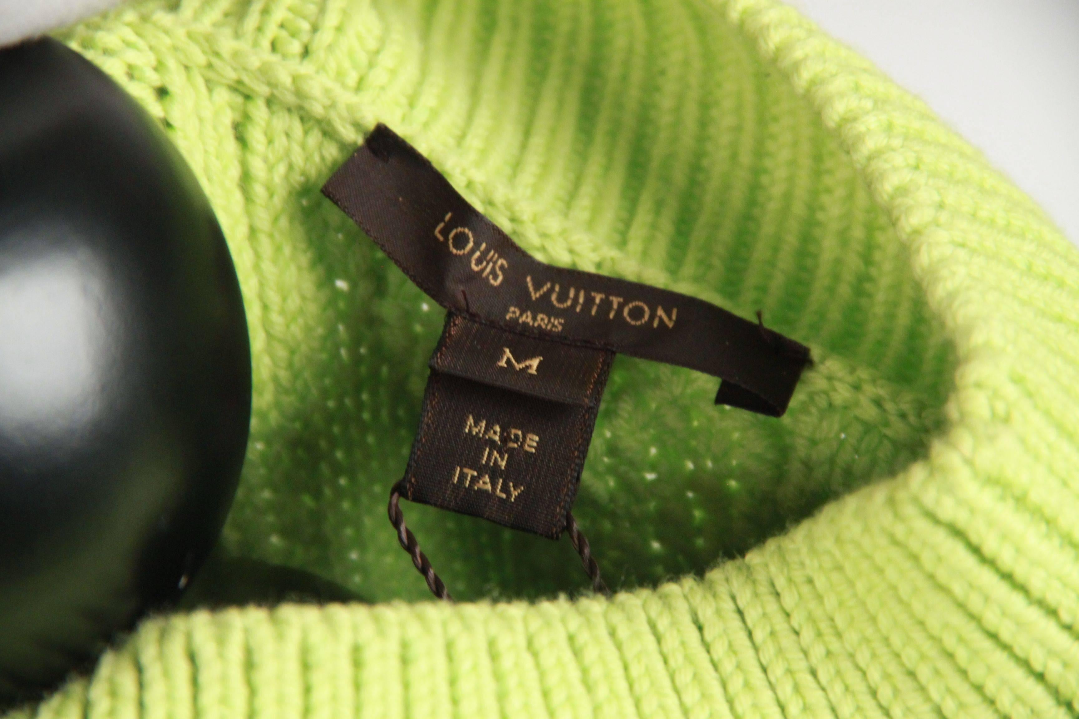 LOUIS VUITTON Green Wool Blend  CROPPED SLEEVE JUMPER Size M In Excellent Condition In Rome, Rome