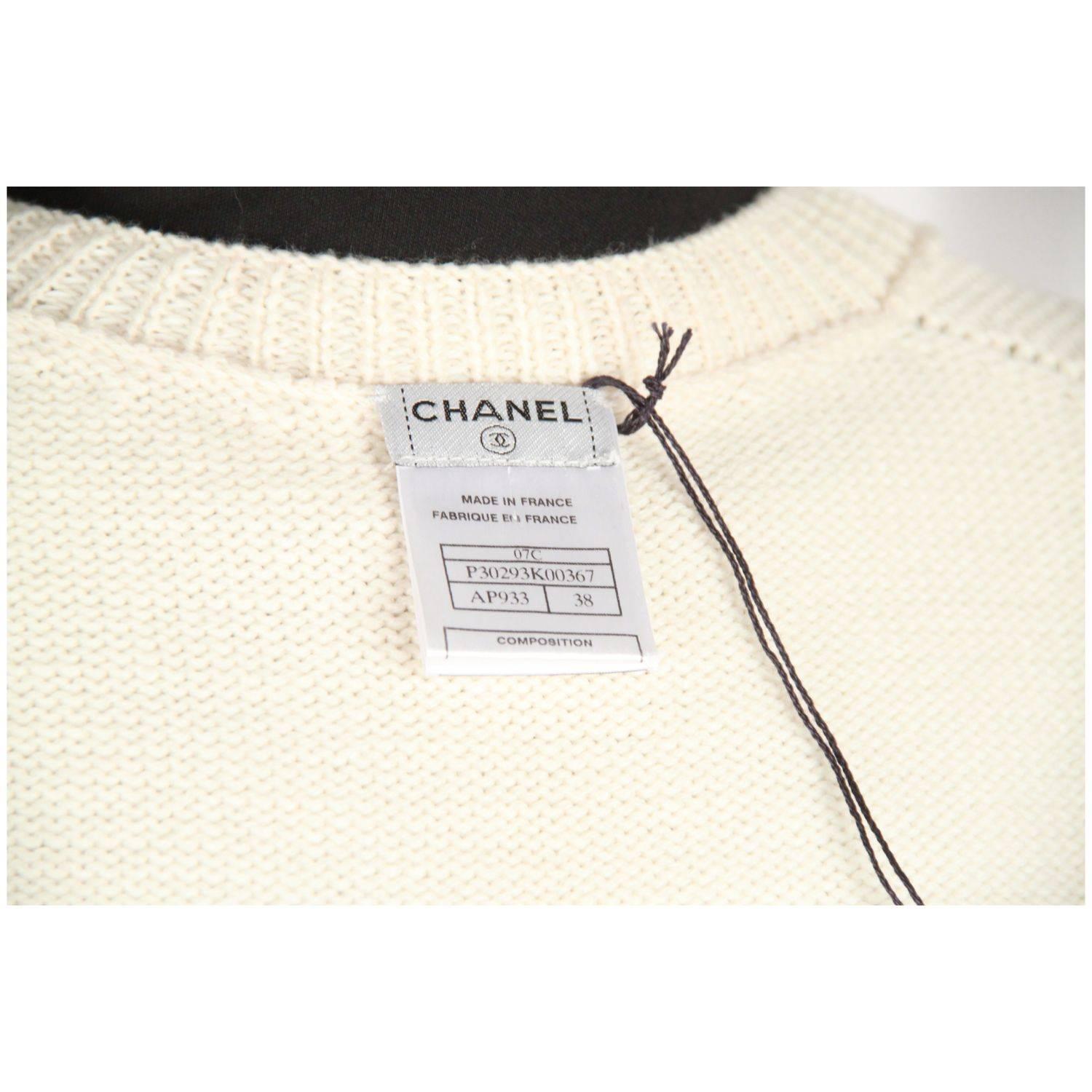 CHANEL Ivory Wool OPEN FRONT CARDIGAN w/ Sequin SIZE 38 In Excellent Condition In Rome, Rome