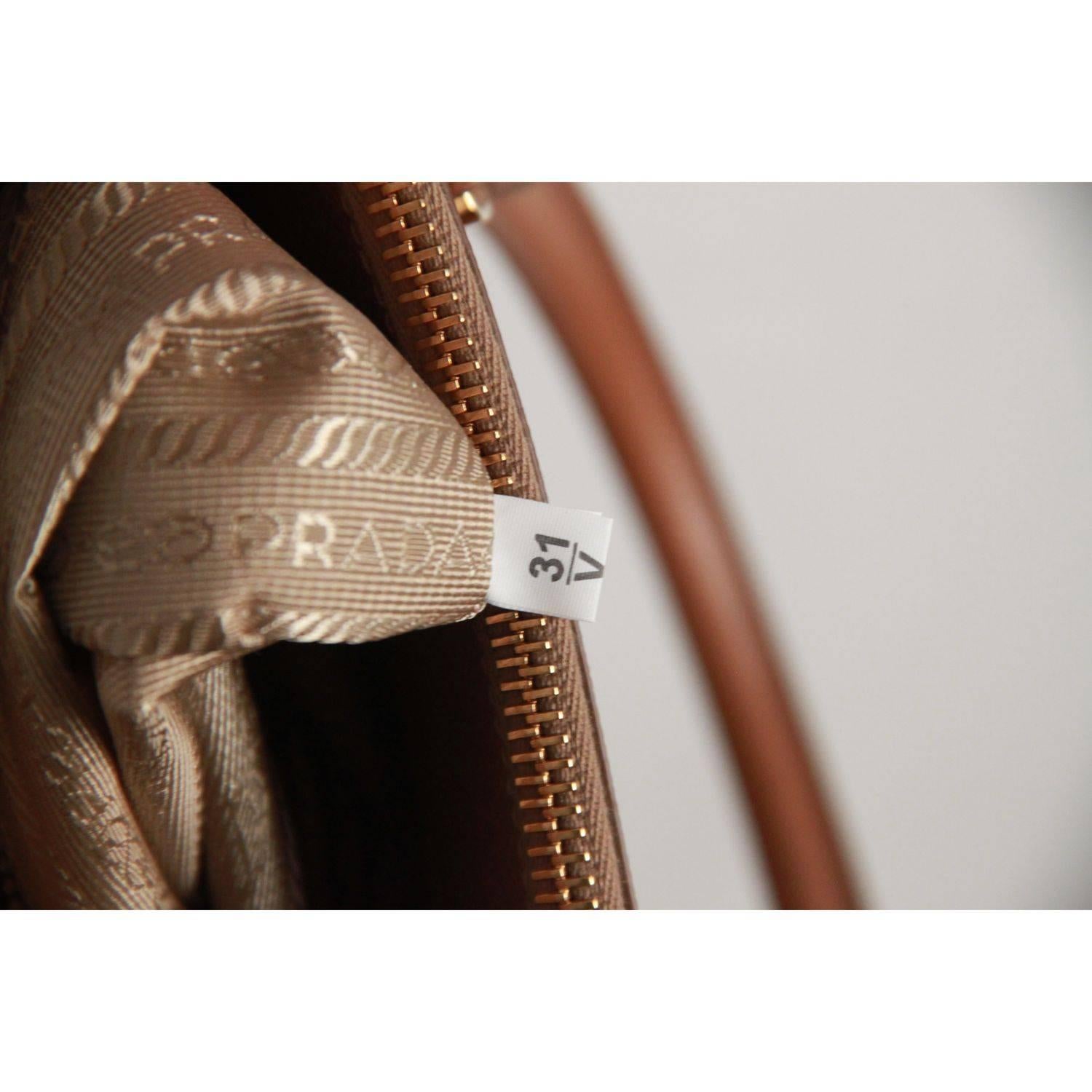 Prada Tan Caramel Saffiano Lux Leather Tote Satchel BN2274 2