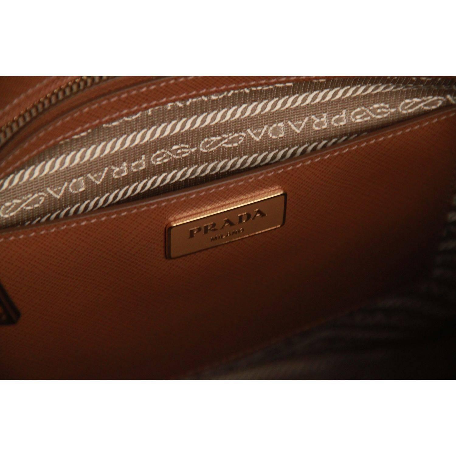 Prada Tan Caramel Saffiano Lux Leather Tote Satchel BN2274 1