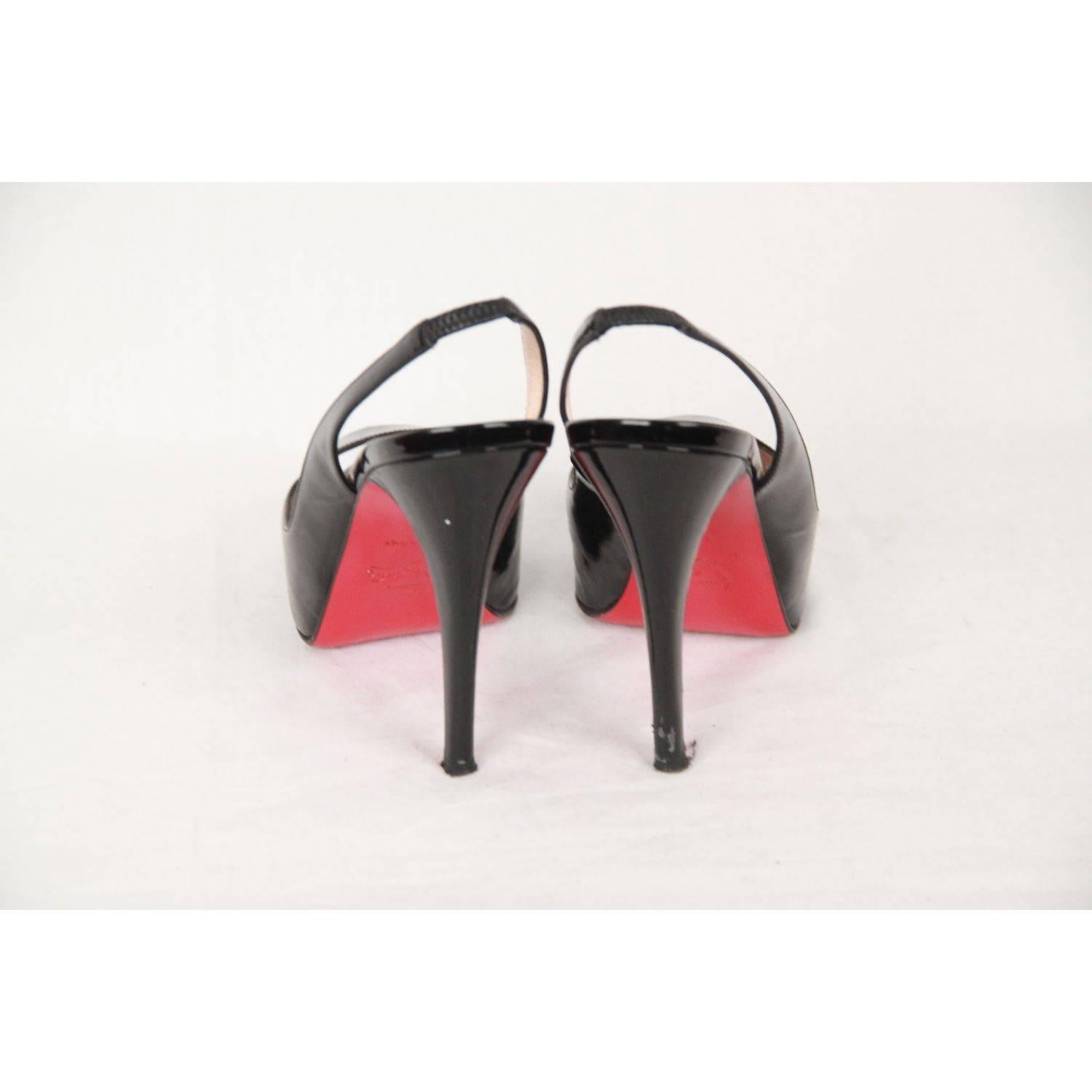 - Mod.: FLO SLING 120mm
- Black Patent leather
- Peep-toe
- Stretch-inset slingback strap provides secure fit
- 4 3/4 inches - 120mm covered heel
- Platform
- Leather lining & padded insole
- Signature Christian Louboutin red leather outsole
-